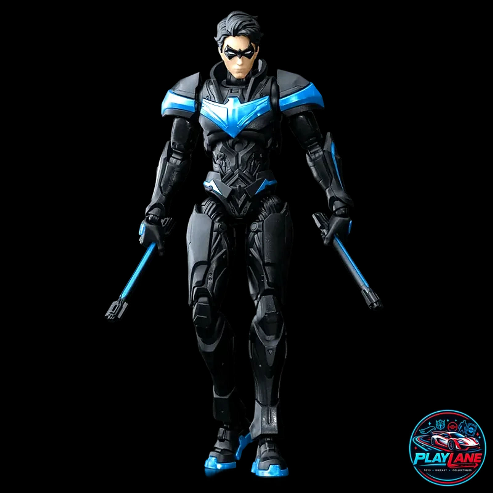 Blokees DC Comics Champion Class 03 (CC-03) Nightwing (Dick Grayson) 1/12 Scale (15cm) Highly Articulated Snap-Fit Model Kit Action Figure with Dual Escrima Sticks, 31 Movable Joints & Display Stand - Main View 3