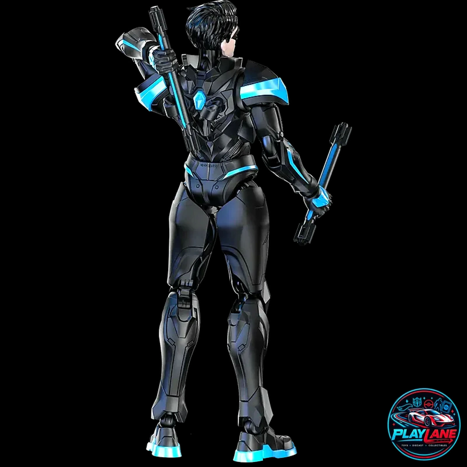 Blokees DC Comics Champion Class 03 (CC-03) Nightwing (Dick Grayson) 1/12 Scale (15cm) Highly Articulated Snap-Fit Model Kit Action Figure with Dual Escrima Sticks, 31 Movable Joints & Display Stand - Main View 6