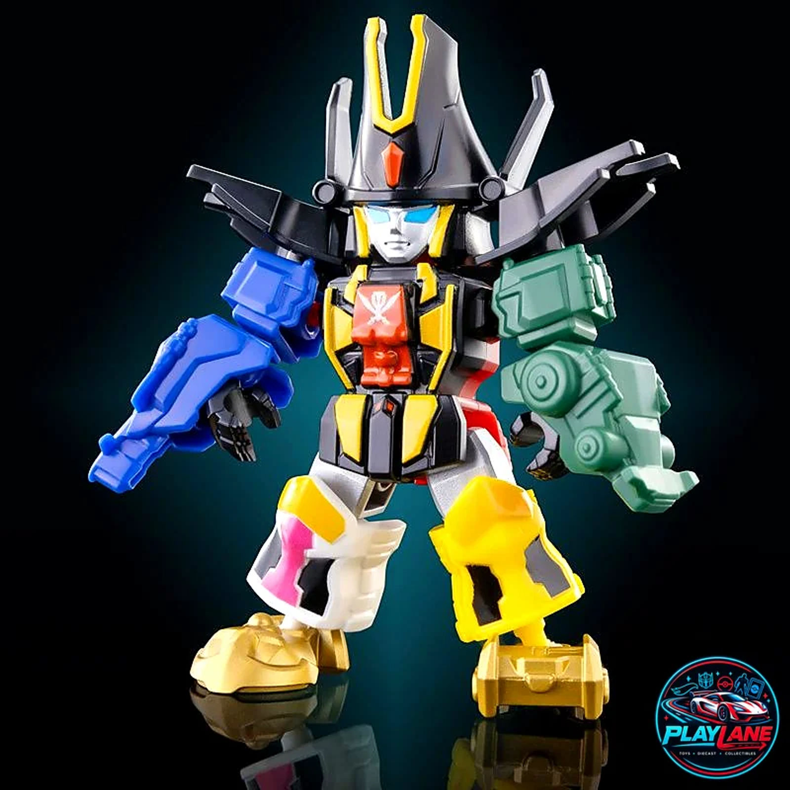 Blokees Heroes Station: Defender Version Vol. 01 (Era 2009–2011) GokaiOh (Kaizoku Gattai Giant Mecha) Articulated Mini Model Kit Action Figure with Dual Gokai Ken Cutlasses & Modular Display Base - Main View 1