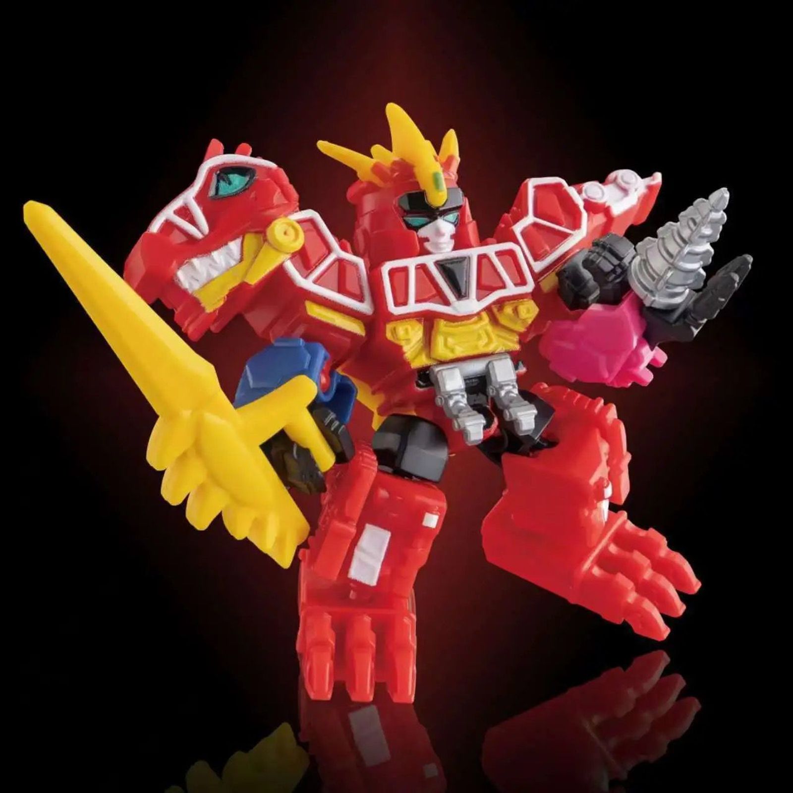 Blokees Heroes Station: Defender Version Vol. 02 (Era 2012–2014) Kyoryuzin (Zyuden Gattai Giant Mecha) Articulated Mini Model Kit Action Figure with Gabutyra Sword, Dricera Drill & Modular Display Base - Main View 1