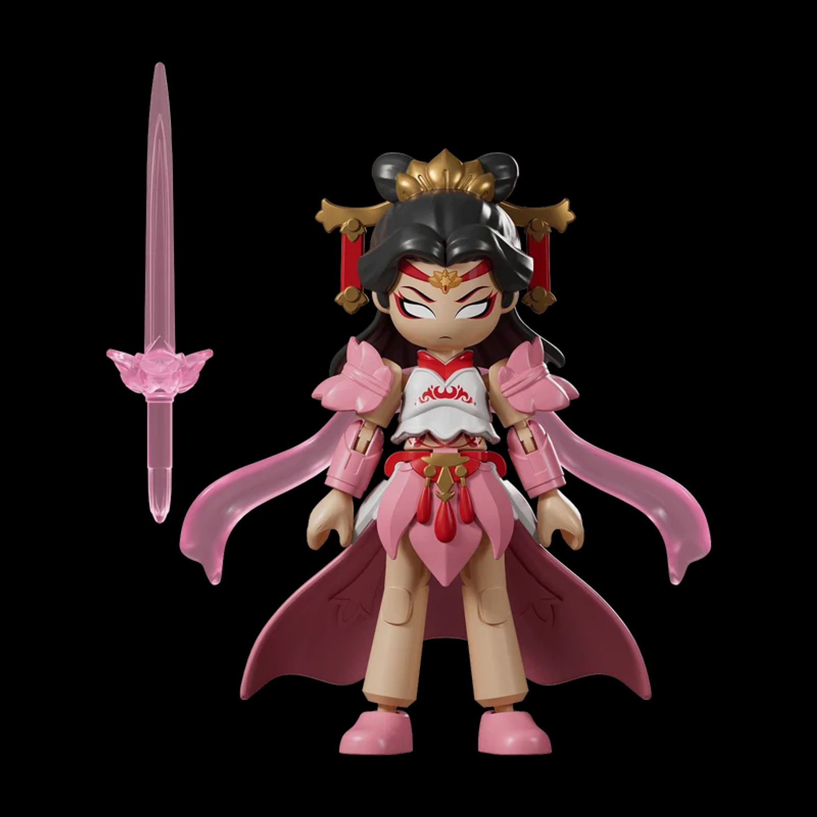 Blokees Herospire: Warrior Version 08 (WV-08 Rival Ambitions) Diao Chan (Mythical Aspect Ver.) Articulated Snap-Fit Model Kit Action Figure with Lotus Fans, Silk Ribbons & Display Base - Main View 1