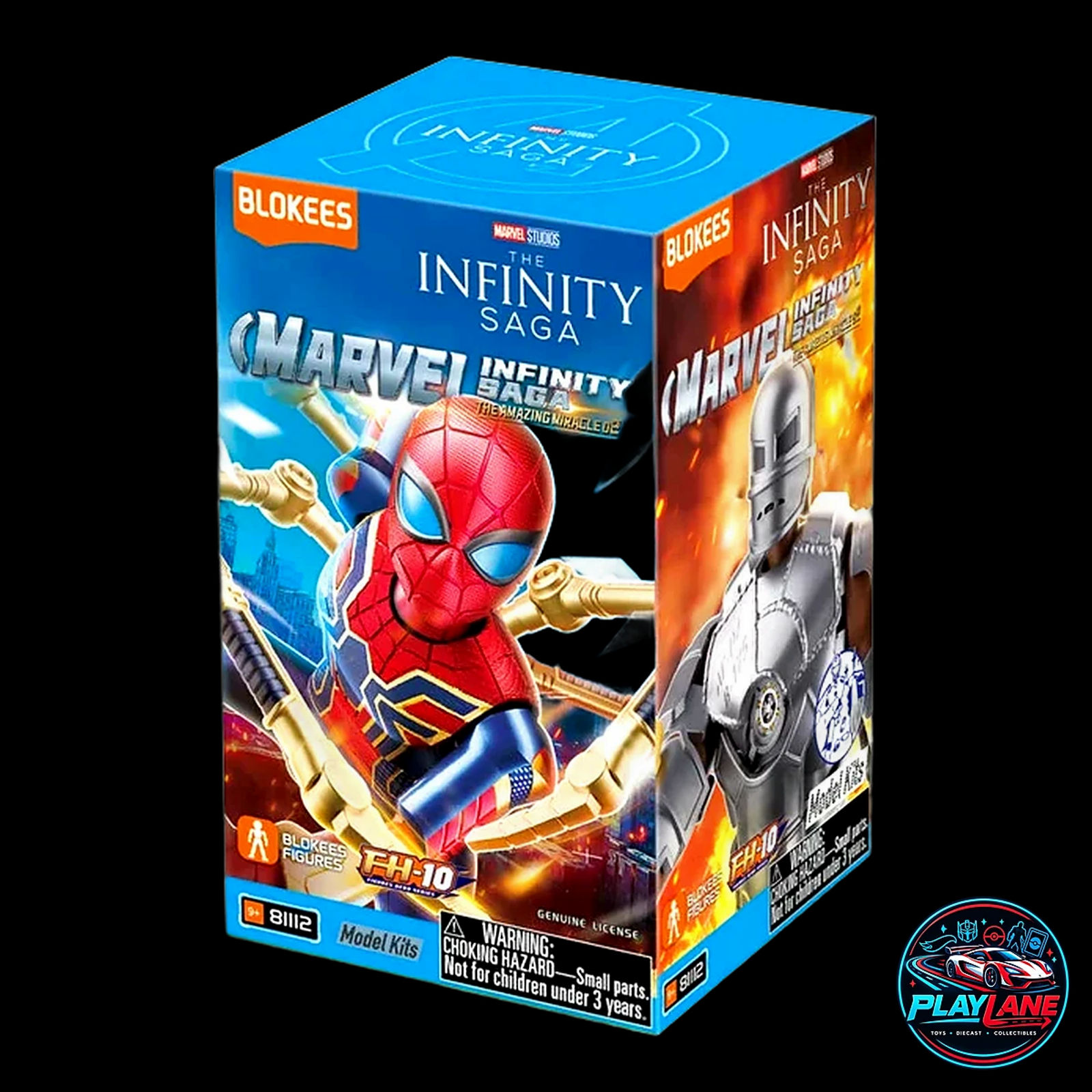 Blokees Marvel Infinity Saga: Galaxy Version 02 (GV-02 The Amazing Miracle / 81112) Iron Man Mark 1 (MK I) Articulated Snap-Fit Model Kit Action Figure with Flamethrower Blast Effects & Display Stand - Main View 2