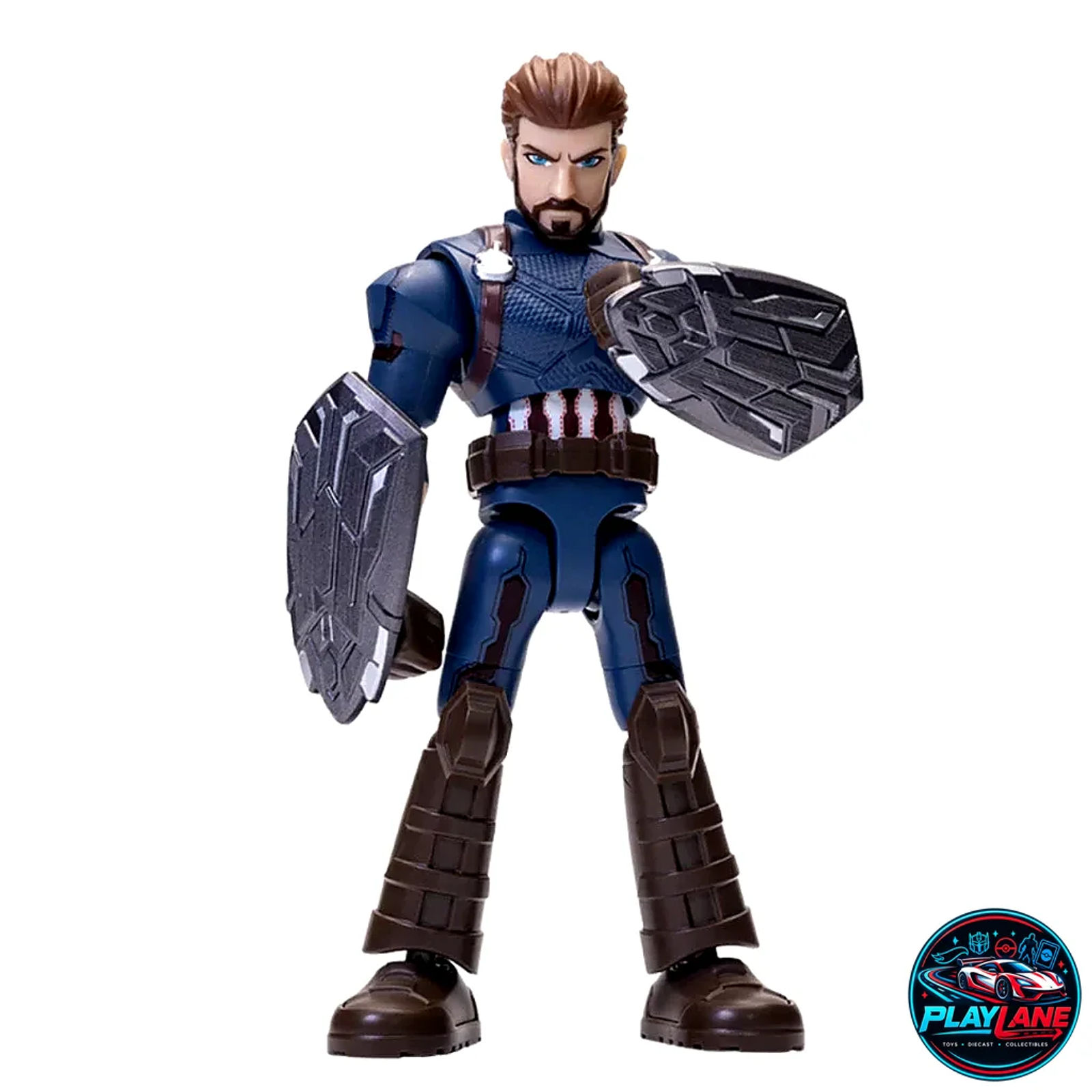 Blokees Marvel Infinity Saga: Galaxy Version Vol. 03 Captain America (Avengers: Infinity War Wakanda Ver.) Articulated Snap-Fit Model Kit Action Figure with Dual Vibranium Gauntlets & Display Stand - Main View 1