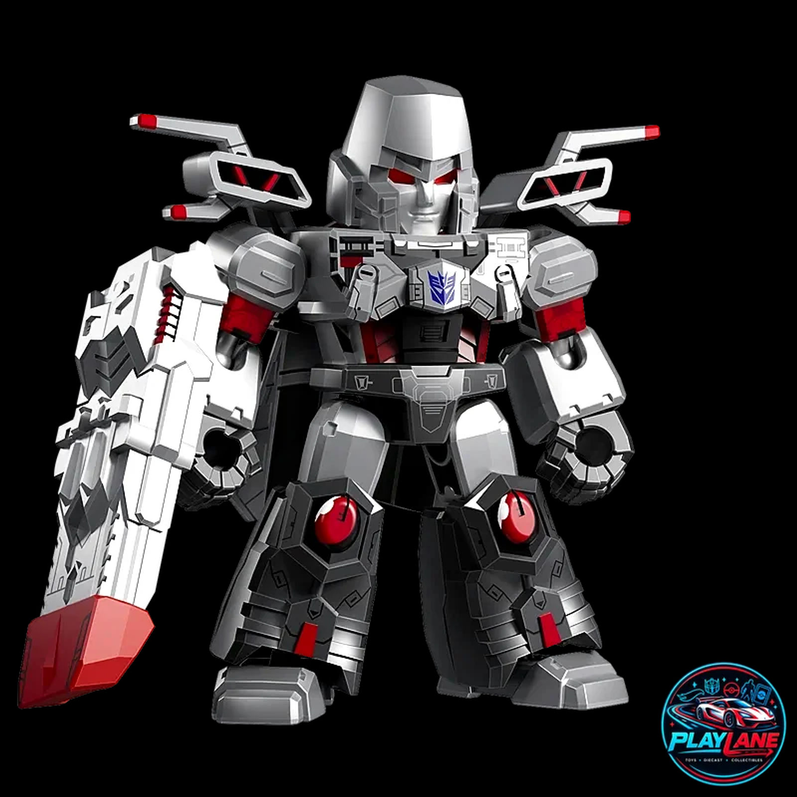 Blokees Transformers: Defender Version 08 (TDV-08 Battle Stars) Super Megatron [SPECIAL GALAXY TYPE 5/144 CHASE] Articulated Mini Model Kit Action Figure with Metallic Coating, Fusion Cannon & Modular Display Base - Main View 1