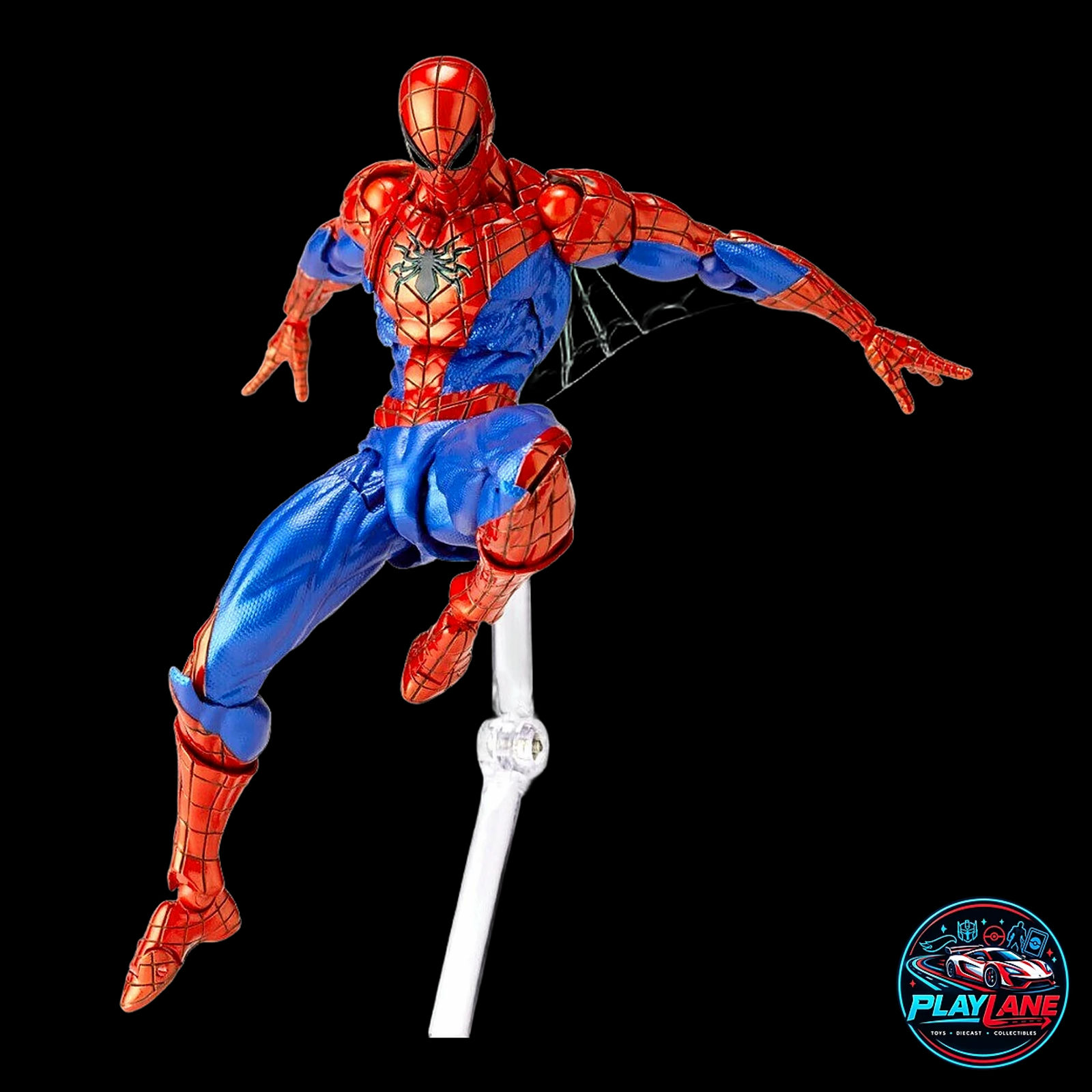 CT Toys Amazing Yamaguchi Revoltech: Marvel Comics Spider-Man Ver. 2.0 (Reissue Edition) 1/12 Scale Highly Articulated Action Figure with Swappable Comic Eyes, Web Lines, Magnet Wall Mount & Display Stand - Main View 7