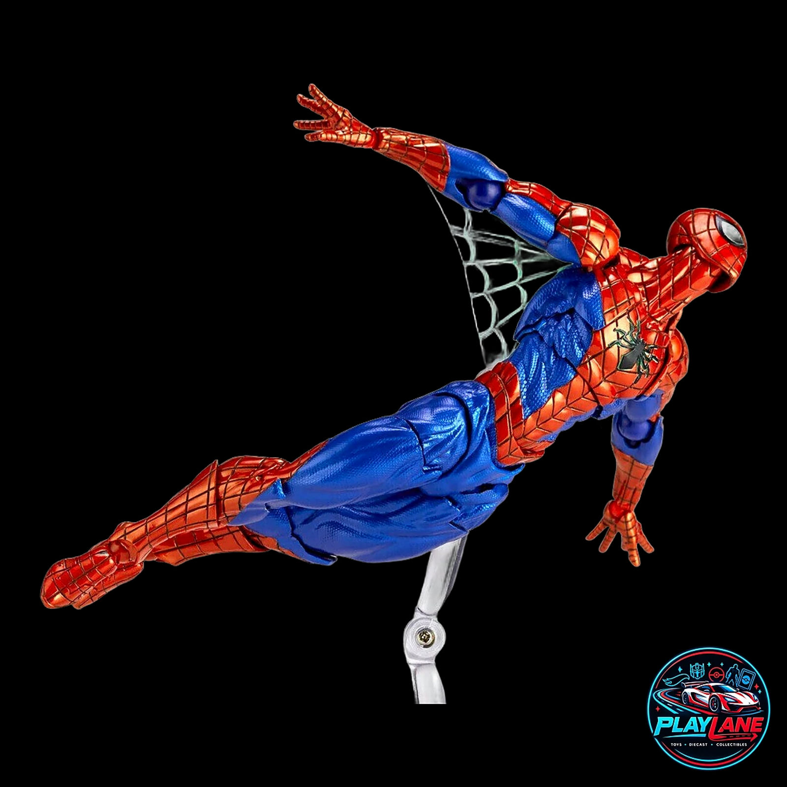 CT Toys Amazing Yamaguchi Revoltech: Marvel Comics Spider-Man Ver. 2.0 (Reissue Edition) 1/12 Scale Highly Articulated Action Figure with Swappable Comic Eyes, Web Lines, Magnet Wall Mount & Display Stand - Main View 5