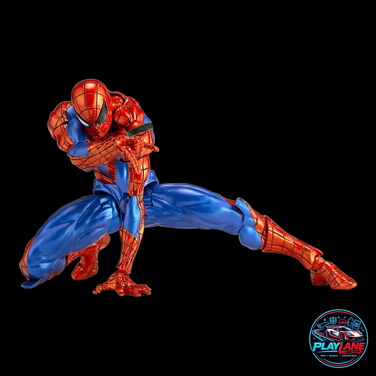 CT Toys Amazing Yamaguchi Revoltech: Marvel Comics Spider-Man Ver. 2.0 (Reissue Edition) 1/12 Scale Highly Articulated Action Figure with Swappable Comic Eyes, Web Lines, Magnet Wall Mount & Display Stand - Main View 4