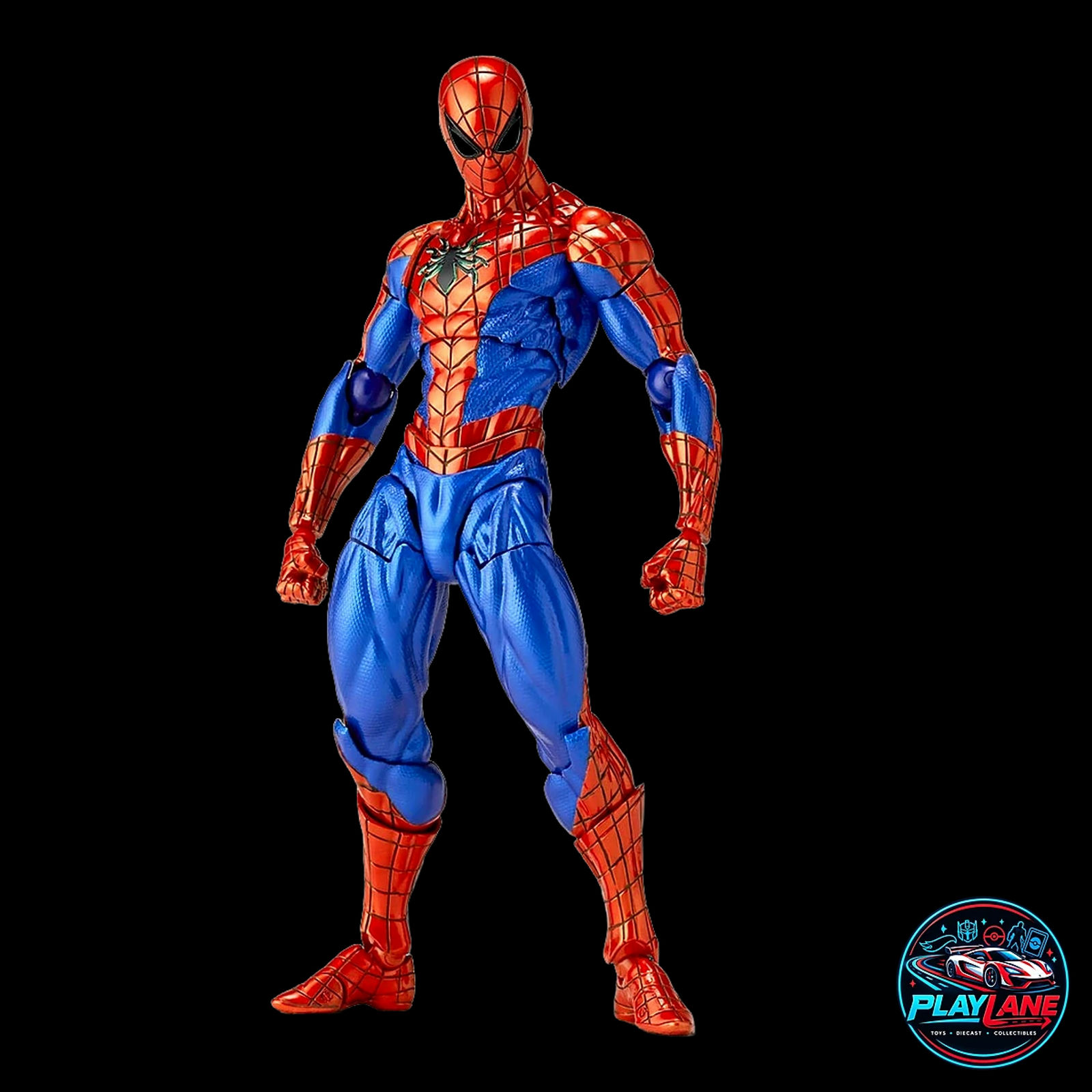 CT Toys Amazing Yamaguchi Revoltech: Marvel Comics Spider-Man Ver. 2.0 (Reissue Edition) 1/12 Scale Highly Articulated Action Figure with Swappable Comic Eyes, Web Lines, Magnet Wall Mount & Display Stand - Main View 3