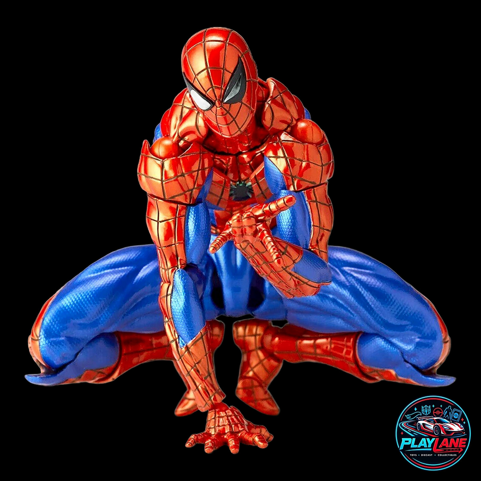 CT Toys Amazing Yamaguchi Revoltech: Marvel Comics Spider-Man Ver. 2.0 (Reissue Edition) 1/12 Scale Highly Articulated Action Figure with Swappable Comic Eyes, Web Lines, Magnet Wall Mount & Display Stand - Main View 8
