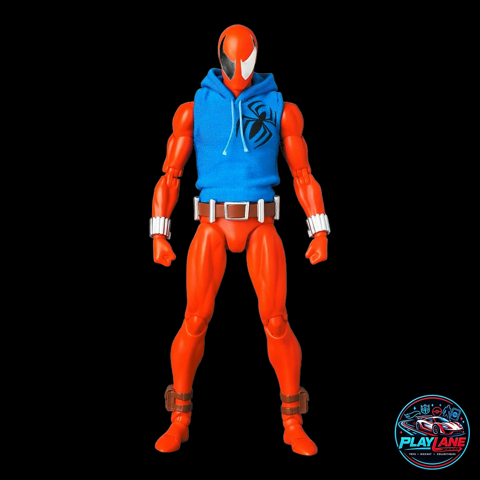 CT Toys Marvel Comics: Scarlet Spider Ben Reilly (MAFEX No. 186 Comic Version) 1/12 Scale Highly Articulated 6-Inch Action Figure with Real Fabric Sleeveless Hoodie, Web Lines & Display Stand - Main View 2