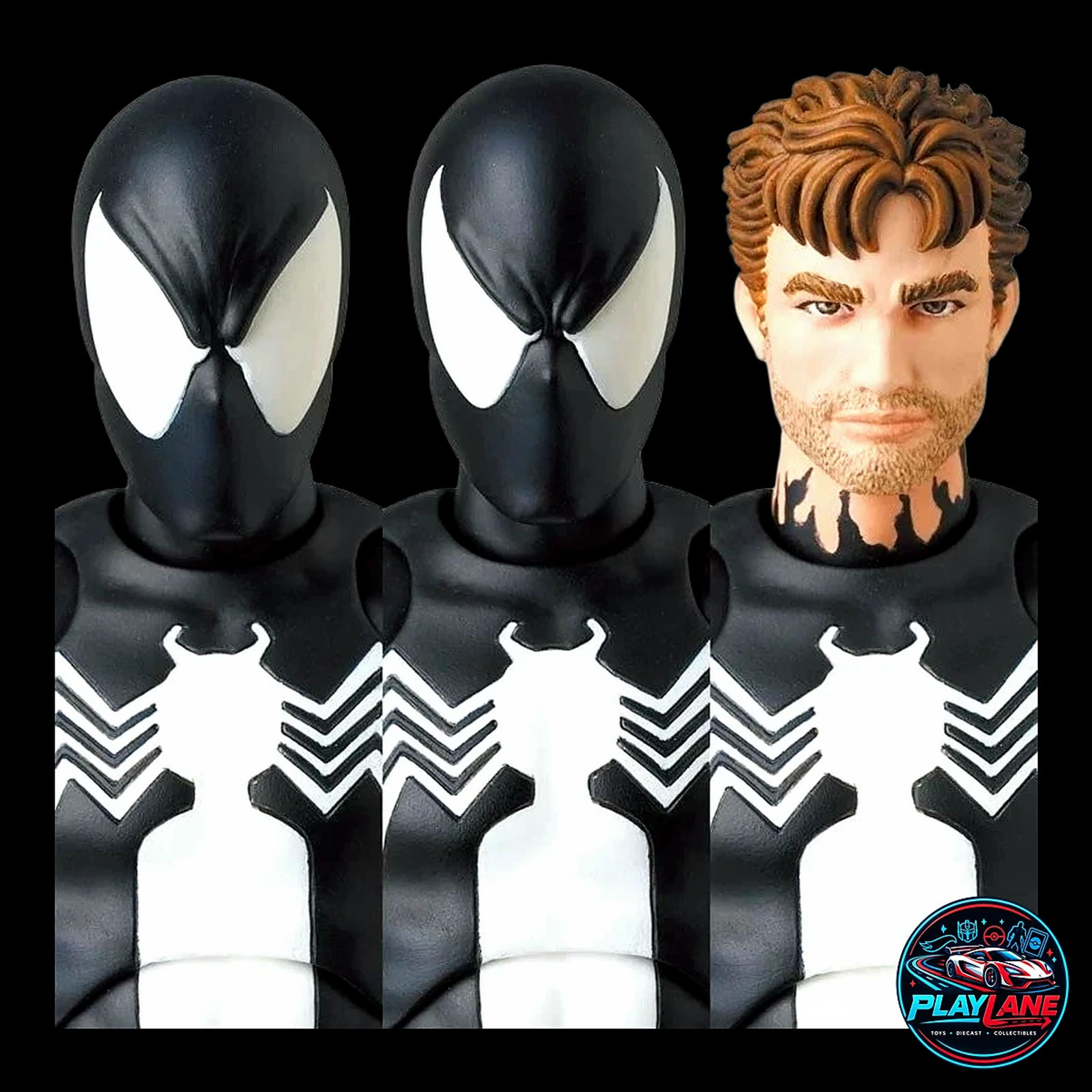 CT Toys Marvel Comics: Spider-Man (MAFEX No. 147 Symbiote Black Costume Comic Ver.) 1/12 Scale Highly Articulated Action Figure with Magnetic Hands & Feet, Web Lines & Dynamic Display Stand - Main View 8