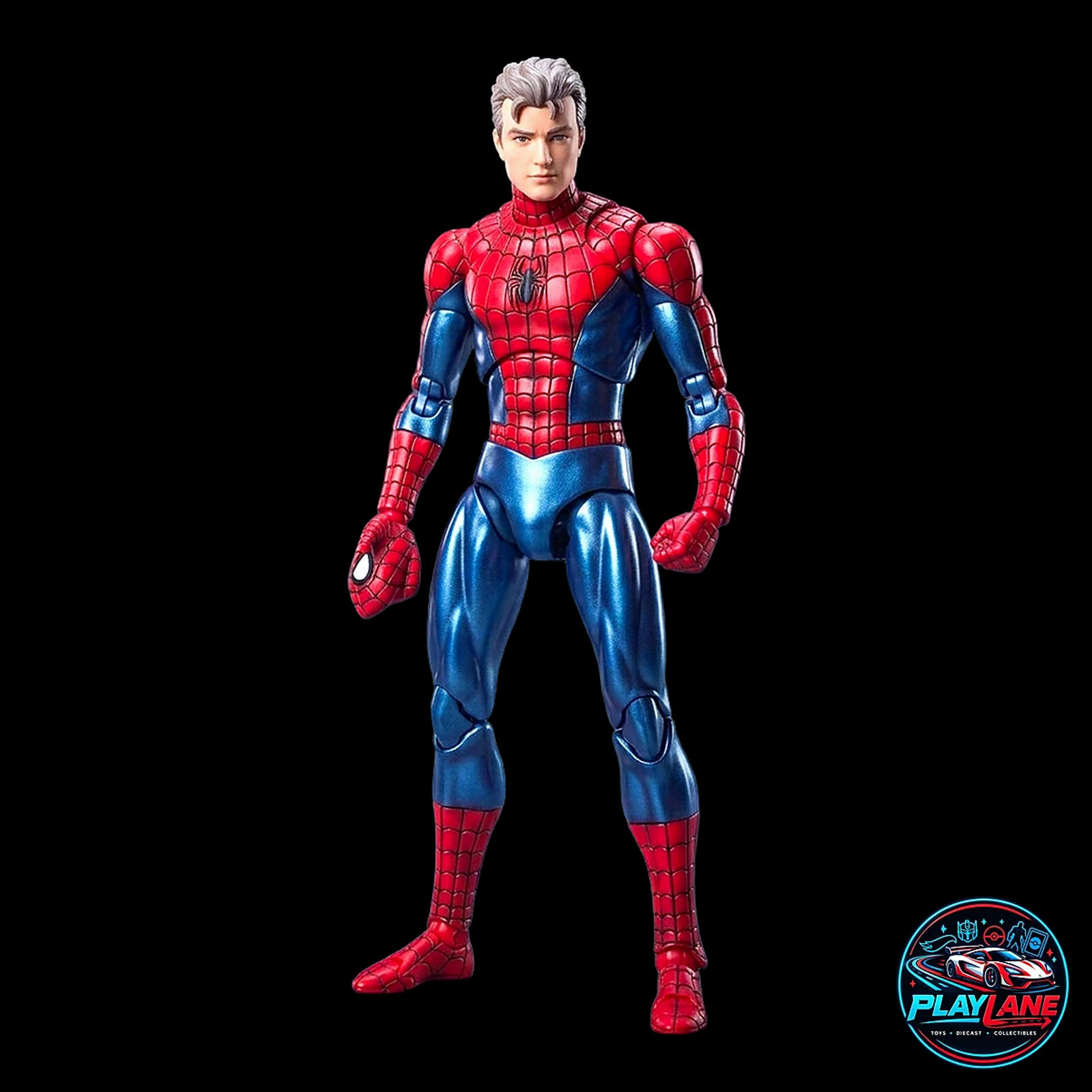 CT Toys Marvel Comics: The Amazing Spider-Man (MAFEX No. 075 Comic Version) 1/12 Scale Highly Articulated 6-Inch Action Figure with Magnetic Hands & Feet, Web Lines, Alternate Portraits & Display Stand - Main View 5