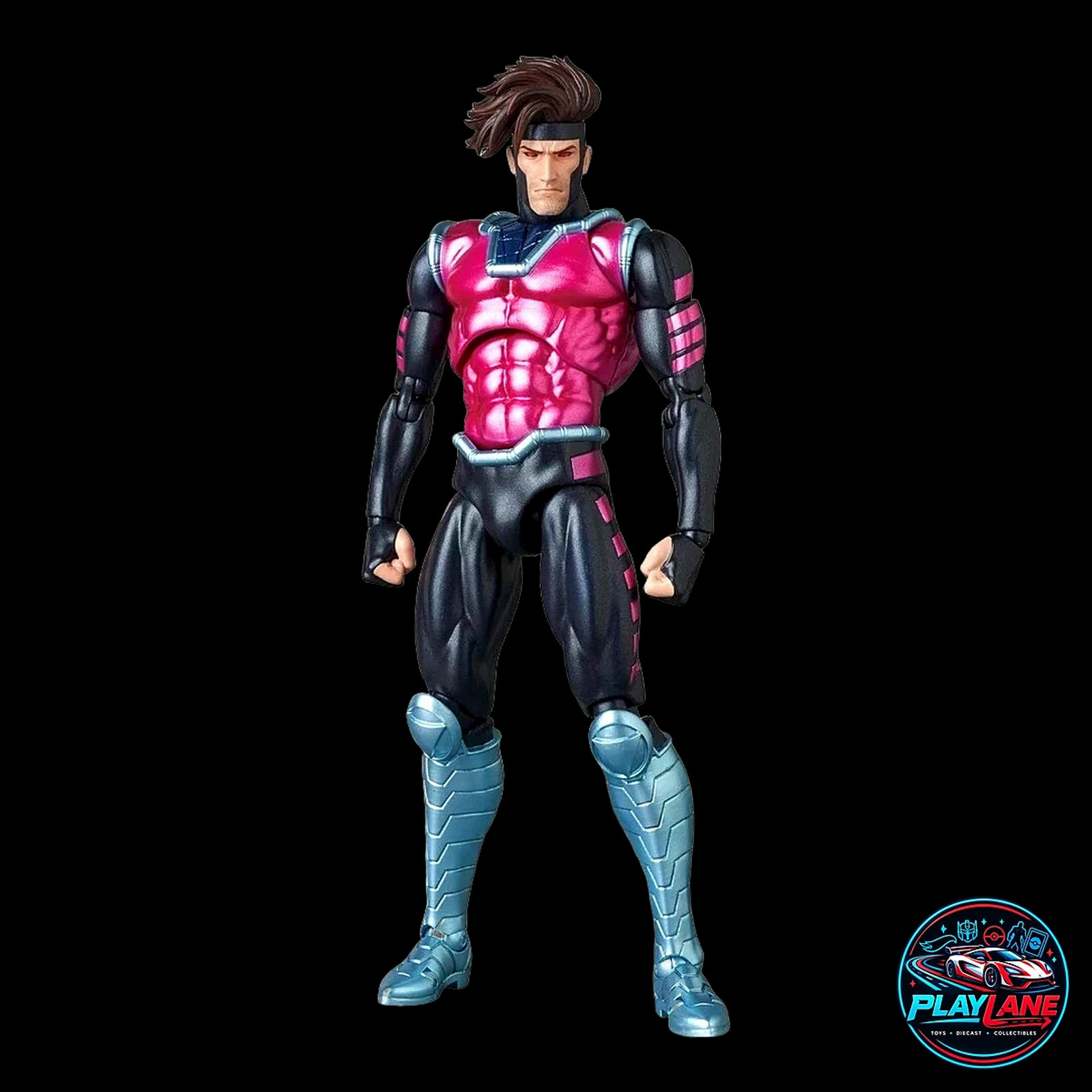 CT Toys Marvel Comics: X-Men Gambit (MAFEX No. 131 Comic Version) 1/12 Scale Highly Articulated Action Figure with Wired Fabric Trench Coat, Bo Staff, Kinetic Card Effects & Display Stand - Main View 6