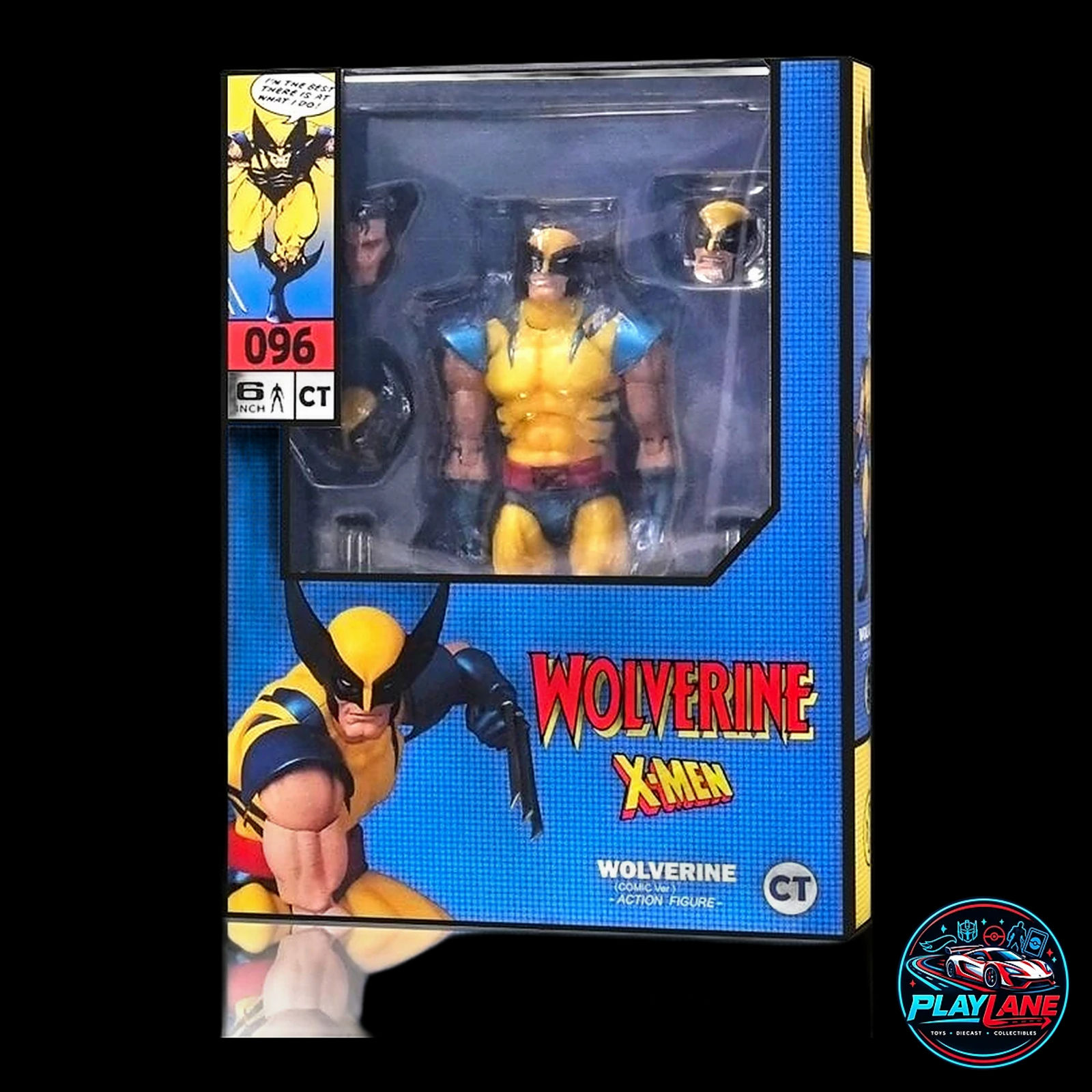CT Toys Marvel Comics: X-Men Wolverine (MAFEX No. 096 Comic Tiger Stripe Ver.) 1/12 Scale Highly Articulated Action Figure with Adamantium Claws, Alternate Head Portraits & Display Stand - Main View 3