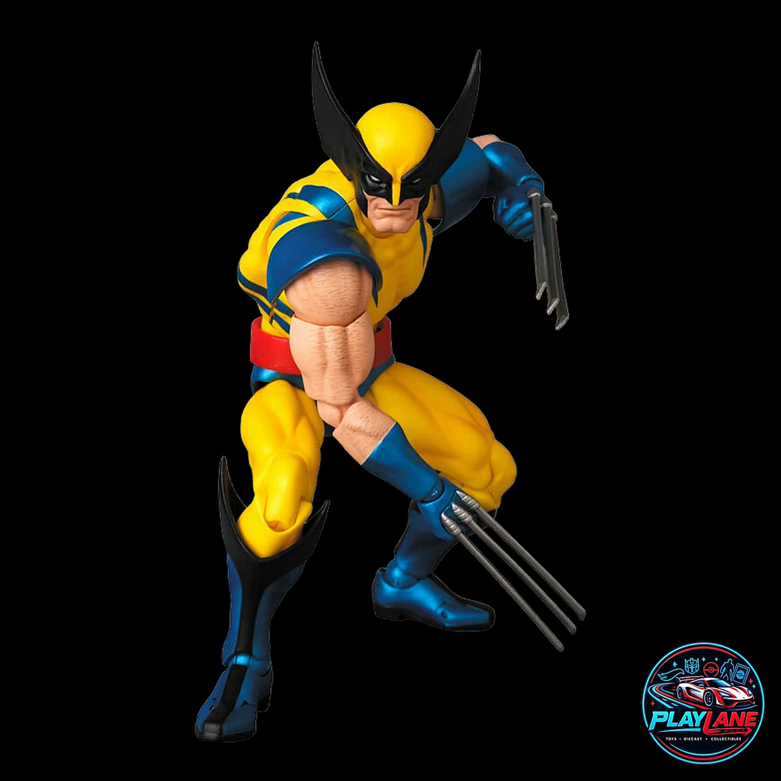 CT Toys Marvel Comics: X-Men Wolverine (MAFEX No. 096 Comic Tiger Stripe Ver.) 1/12 Scale Highly Articulated Action Figure with Adamantium Claws, Alternate Head Portraits & Display Stand - Main View 9