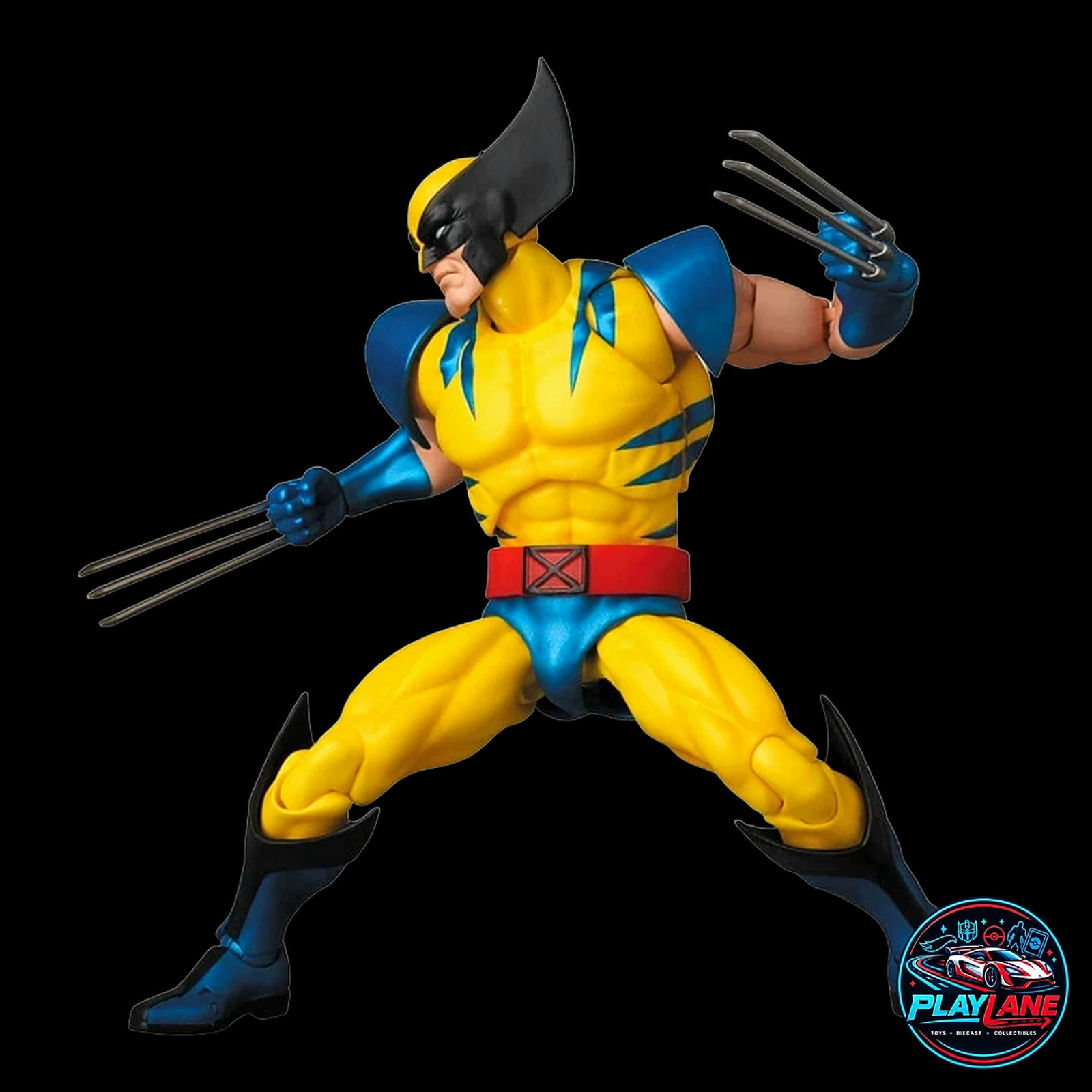 CT Toys Marvel Comics: X-Men Wolverine (MAFEX No. 096 Comic Tiger Stripe Ver.) 1/12 Scale Highly Articulated Action Figure with Adamantium Claws, Alternate Head Portraits & Display Stand - Main View 8