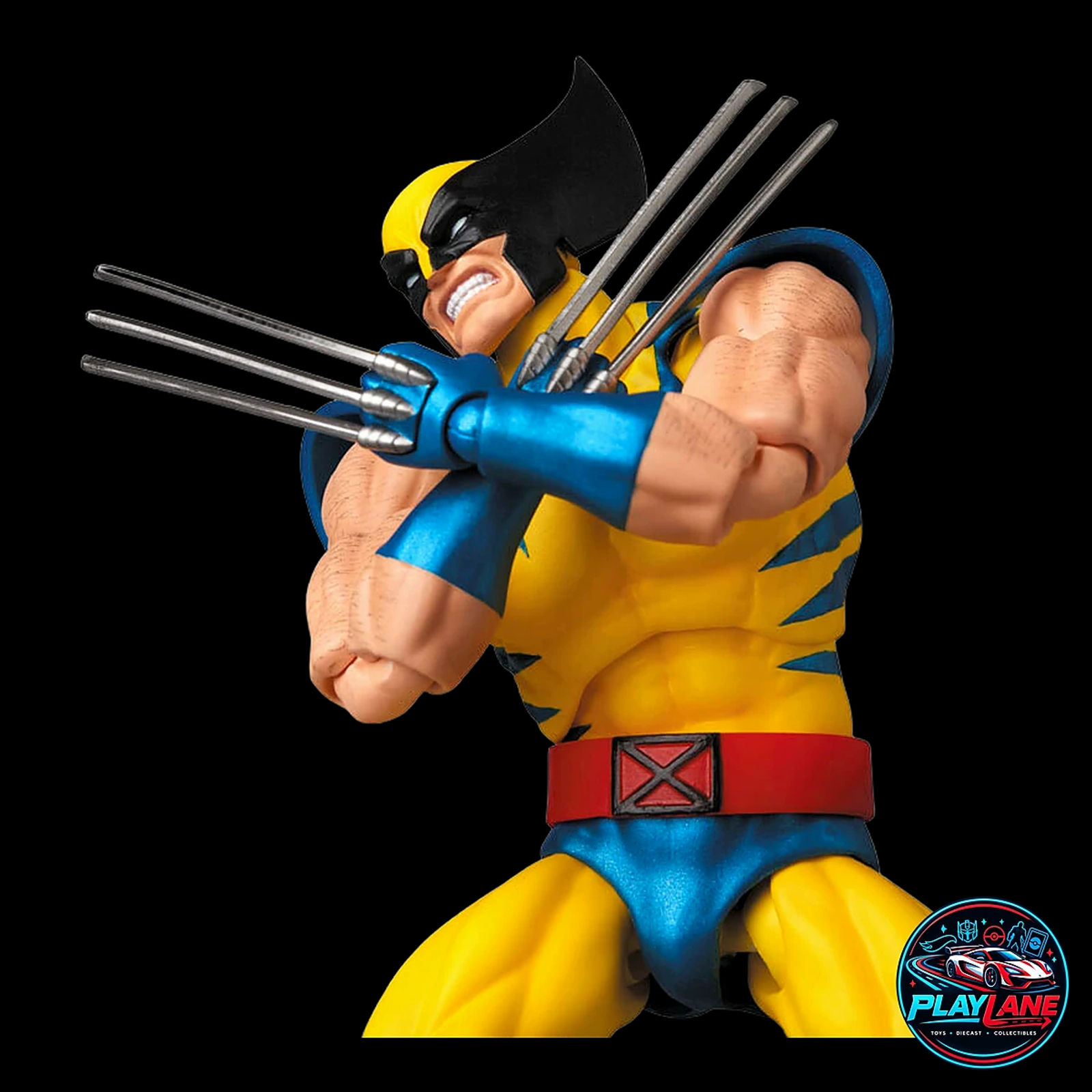 CT Toys Marvel Comics: X-Men Wolverine (MAFEX No. 096 Comic Tiger Stripe Ver.) 1/12 Scale Highly Articulated Action Figure with Adamantium Claws, Alternate Head Portraits & Display Stand - Main View 5