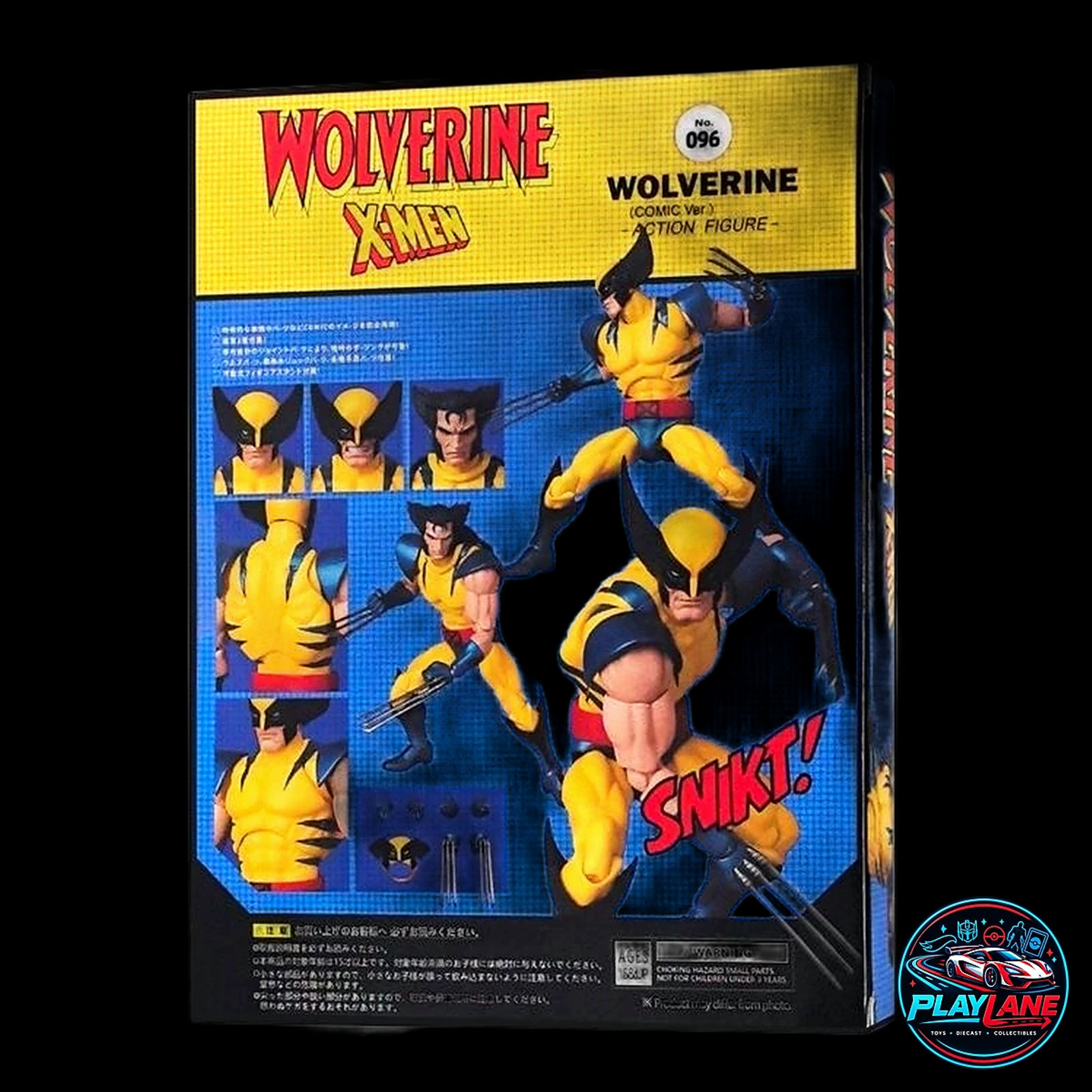 CT Toys Marvel Comics: X-Men Wolverine (MAFEX No. 096 Comic Tiger Stripe Ver.) 1/12 Scale Highly Articulated Action Figure with Adamantium Claws, Alternate Head Portraits & Display Stand - Main View 2