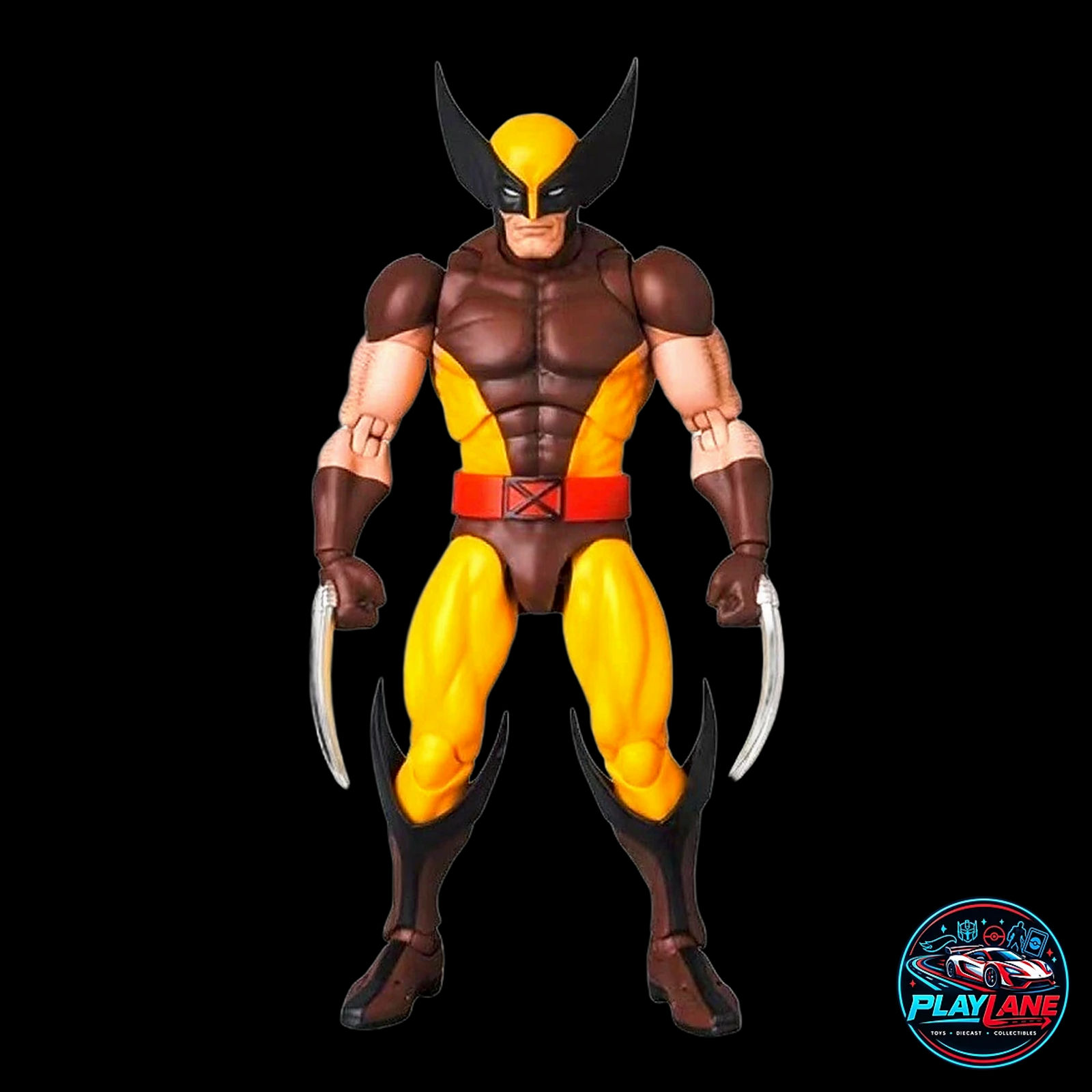 CT Toys Marvel Comics: X-Men Wolverine (MAFEX No. 138 Comic Brown Suit Ver. / MAF138) 1/12 Scale Highly Articulated Action Figure with Adamantium Claws, Alternate Head Portraits & Display Stand - Main View 4