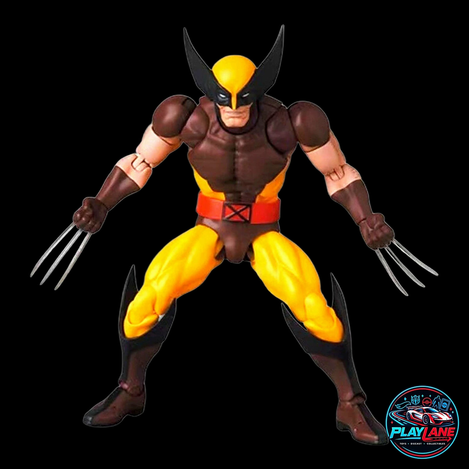 CT Toys Marvel Comics: X-Men Wolverine (MAFEX No. 138 Comic Brown Suit Ver. / MAF138) 1/12 Scale Highly Articulated Action Figure with Adamantium Claws, Alternate Head Portraits & Display Stand - Main View 7
