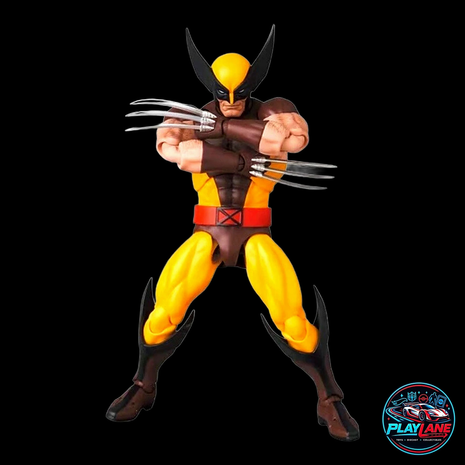 CT Toys Marvel Comics: X-Men Wolverine (MAFEX No. 138 Comic Brown Suit Ver. / MAF138) 1/12 Scale Highly Articulated Action Figure with Adamantium Claws, Alternate Head Portraits & Display Stand - Main View 3
