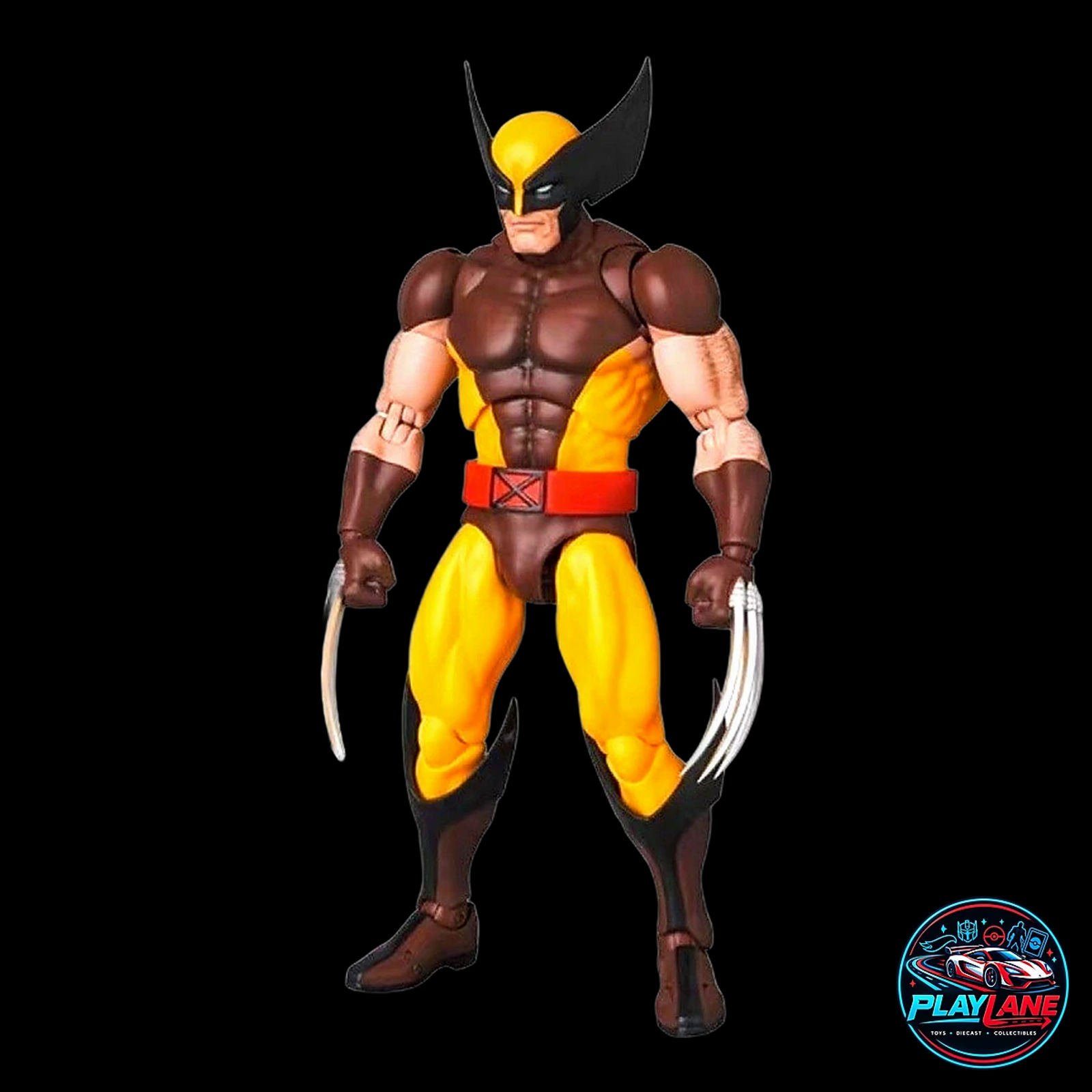 CT Toys Marvel Comics: X-Men Wolverine (MAFEX No. 138 Comic Brown Suit Ver. / MAF138) 1/12 Scale Highly Articulated Action Figure with Adamantium Claws, Alternate Head Portraits & Display Stand - Main View 5