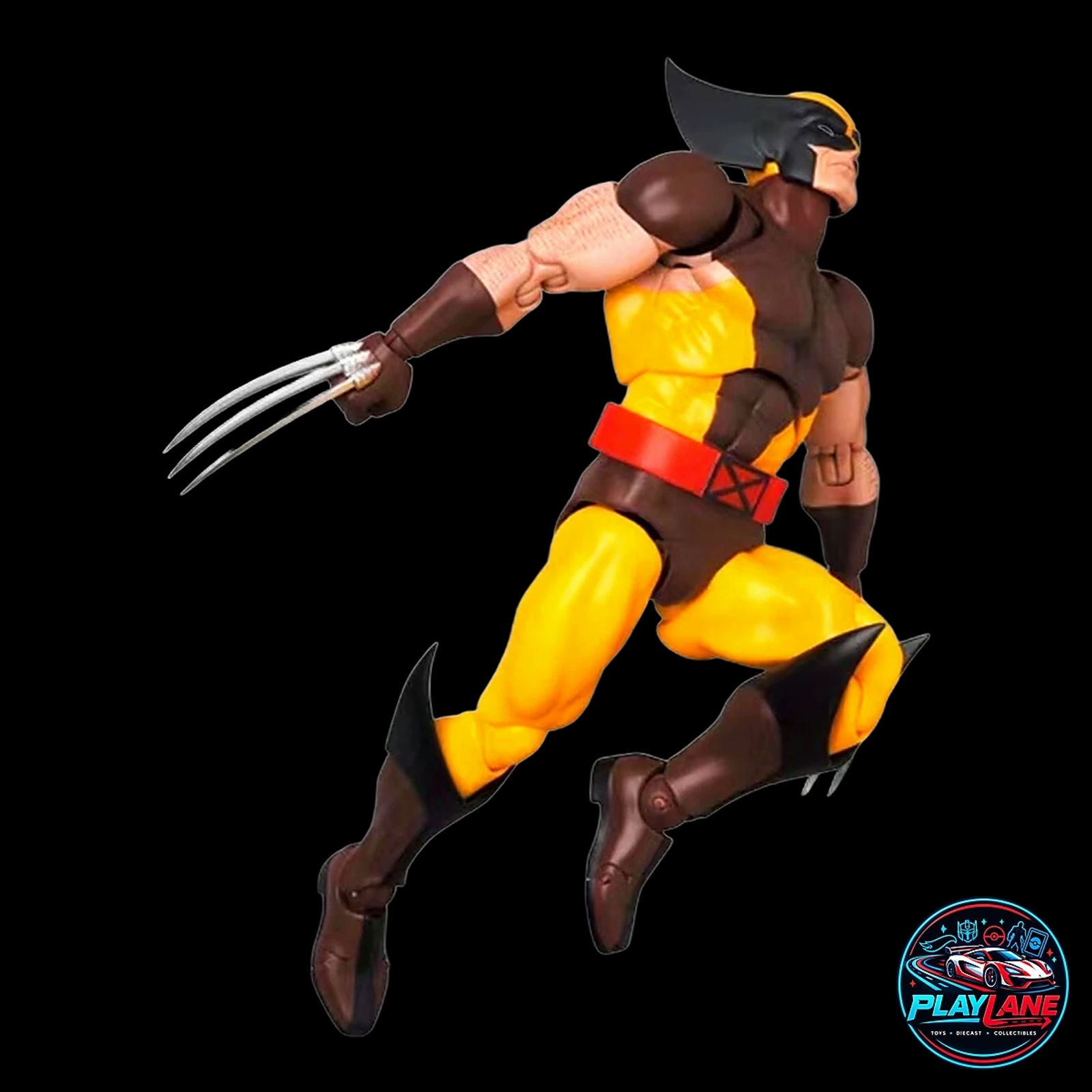 CT Toys Marvel Comics: X-Men Wolverine (MAFEX No. 138 Comic Brown Suit Ver. / MAF138) 1/12 Scale Highly Articulated Action Figure with Adamantium Claws, Alternate Head Portraits & Display Stand - Main View 2