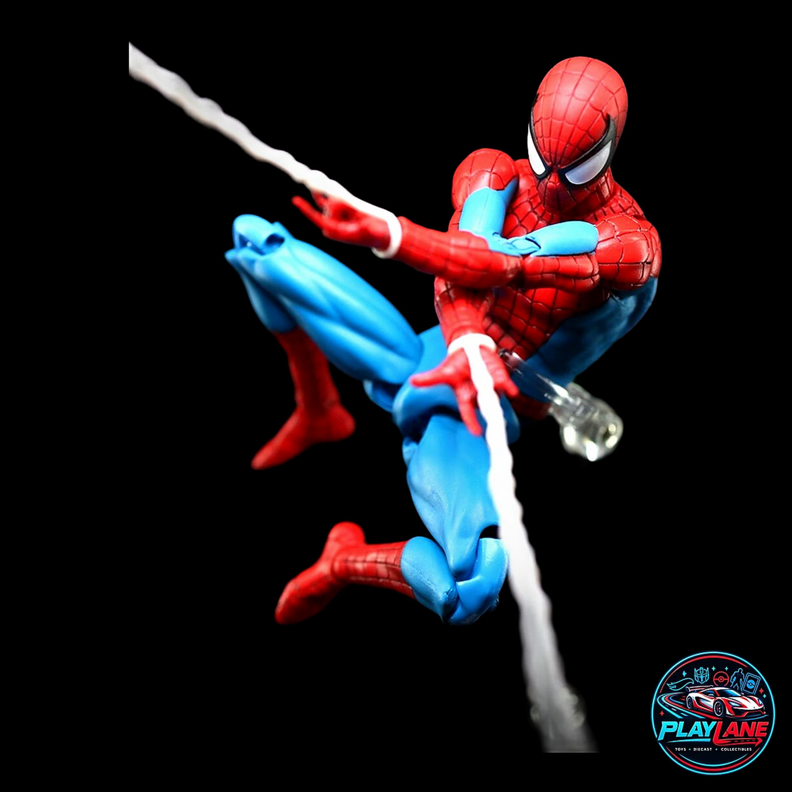 CT Toys No.185 Spider-Man (Classic Comic Costume Ver.) 1/12 Scale Highly Articulated Action Figure with Web Lines, Alternate Head Portraits & Display Stand - Main View 11