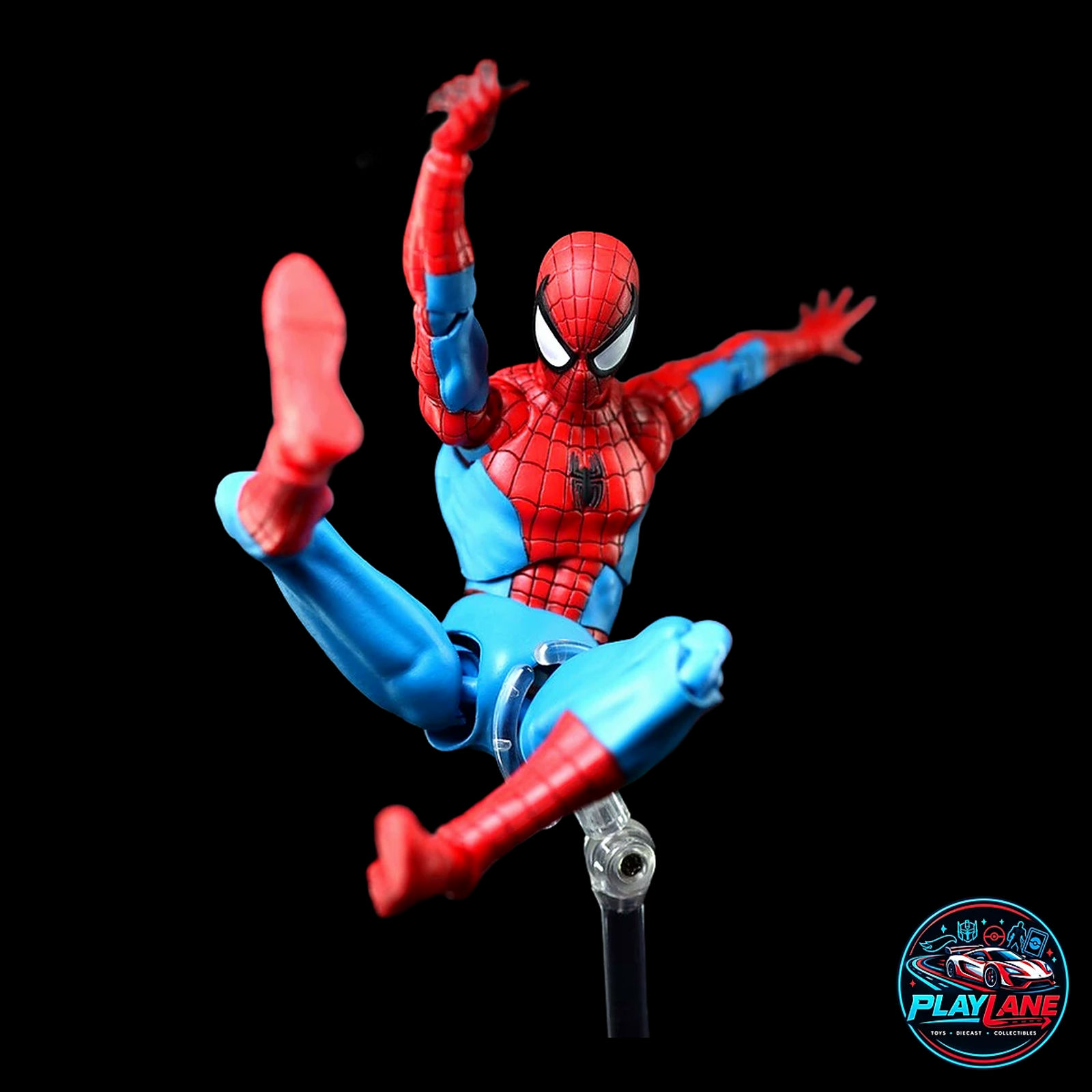 CT Toys No.185 Spider-Man (Classic Comic Costume Ver.) 1/12 Scale Highly Articulated Action Figure with Web Lines, Alternate Head Portraits & Display Stand - Main View 10