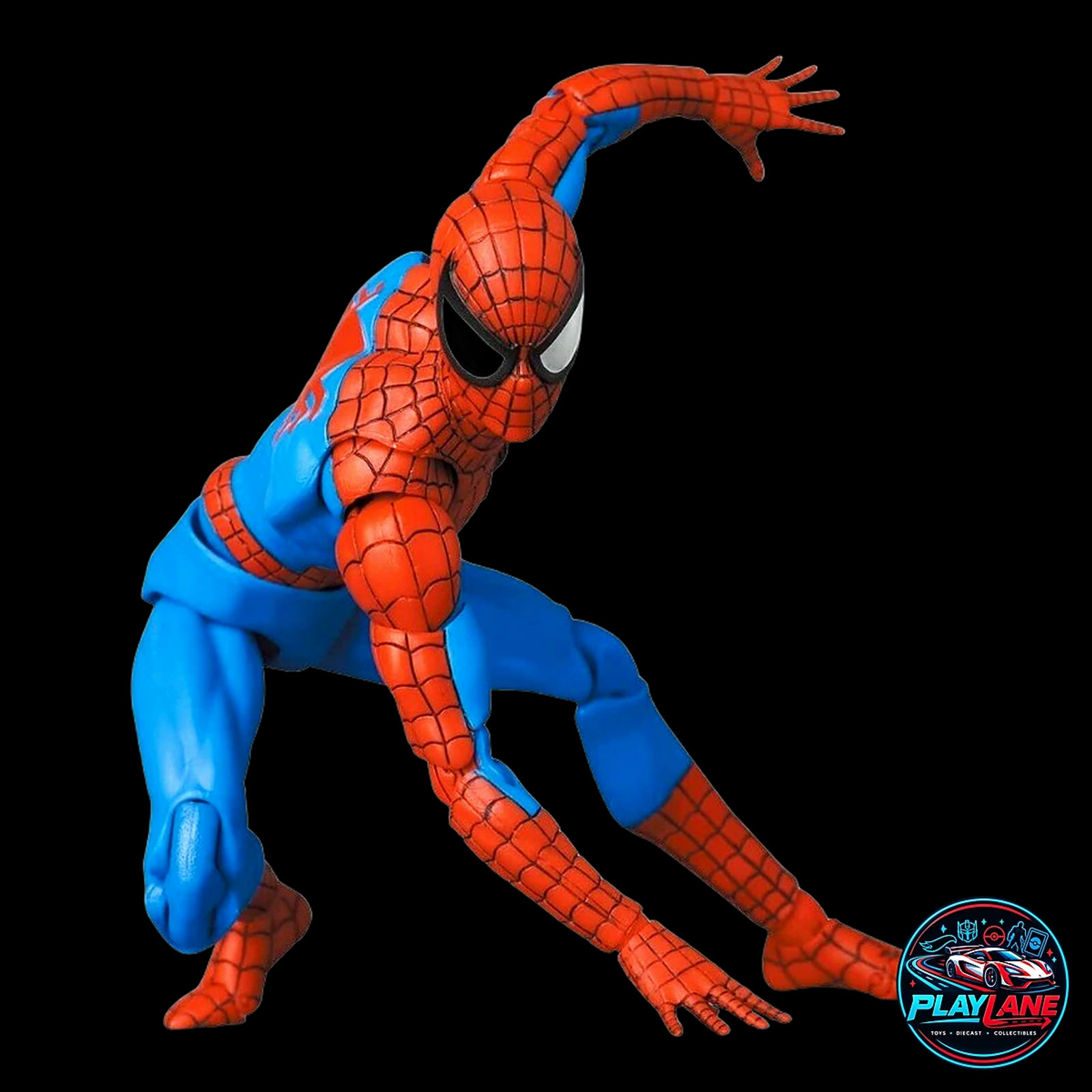 CT Toys No.185 Spider-Man (Classic Comic Costume Ver.) 1/12 Scale Highly Articulated Action Figure with Web Lines, Alternate Head Portraits & Display Stand - Main View 13