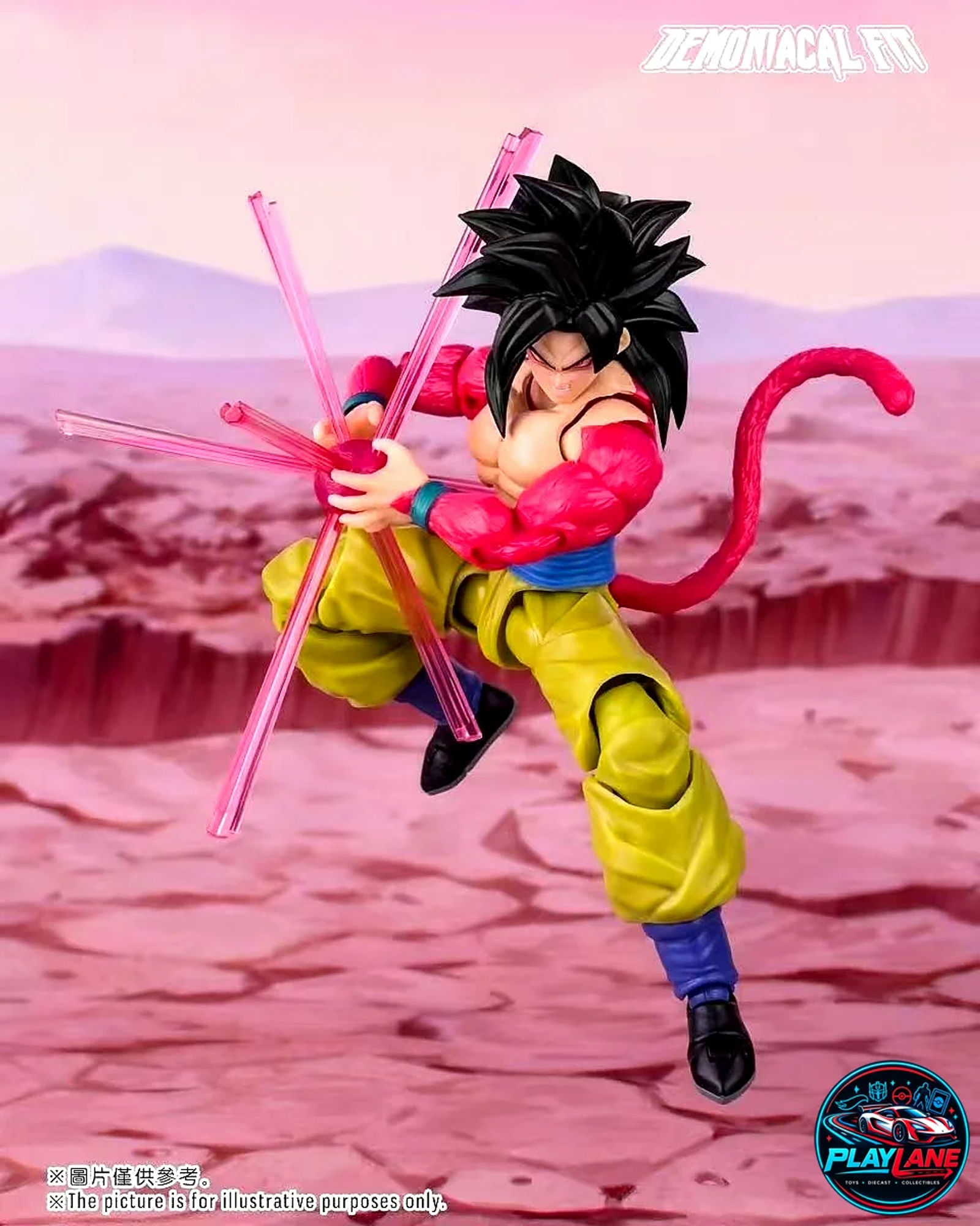 Demoniacal Fit Untamed Power: Unleash Super Saiyan 4 Son Goku (Dragon Ball GT) 1/12 Scale Articulated Action Figure with Swappable Faces, Crossed Arms & Aura Effect Diorama Base - Main View 3