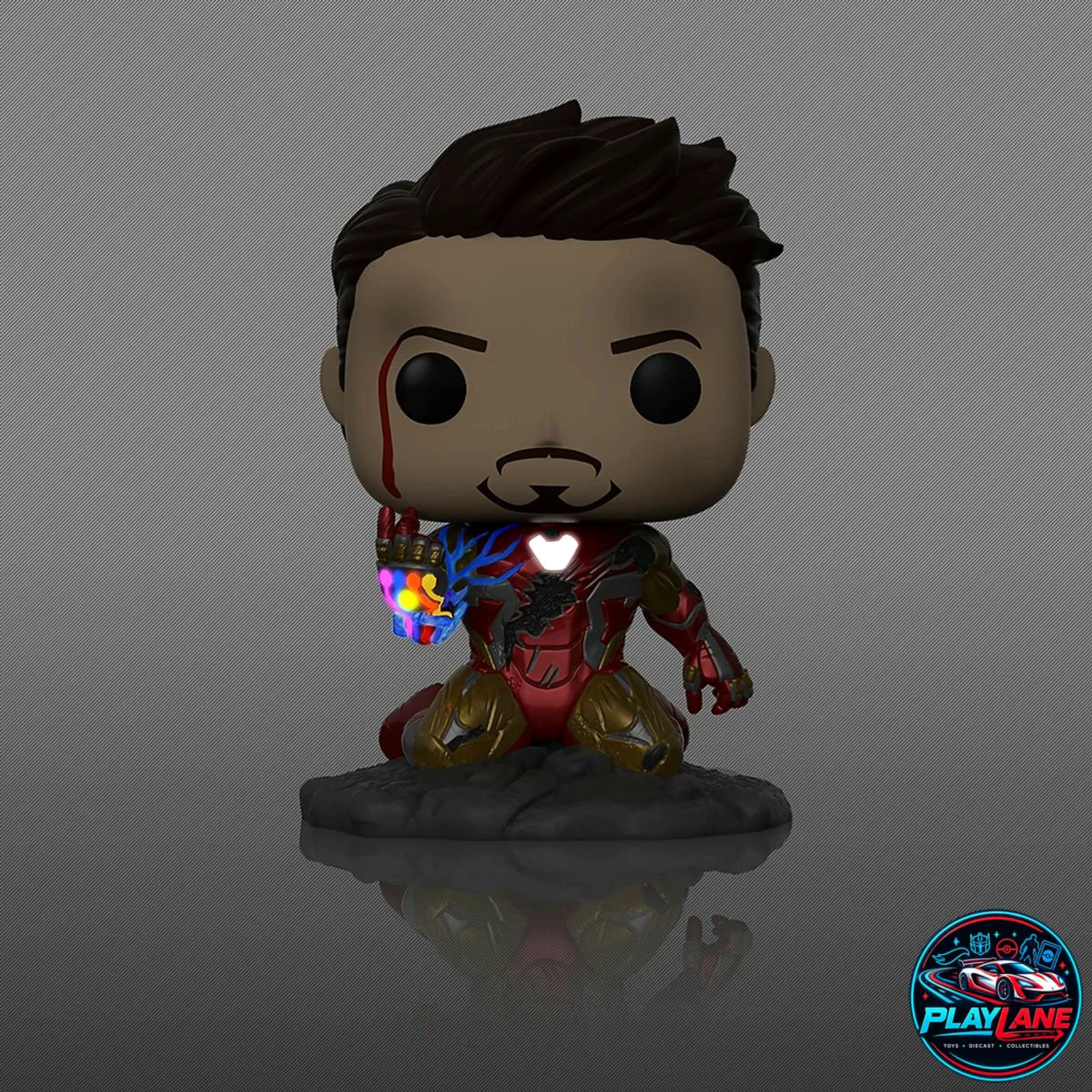 Funko Pop! Marvel Avengers: Endgame #580 - Iron Man (I Am Iron Man / The Snap) Glow-in-the-Dark (GITD) Deluxe Bobble-Head Vinyl Collectible Figure [PX Previews / Special Edition Exclusive] - Main View 3