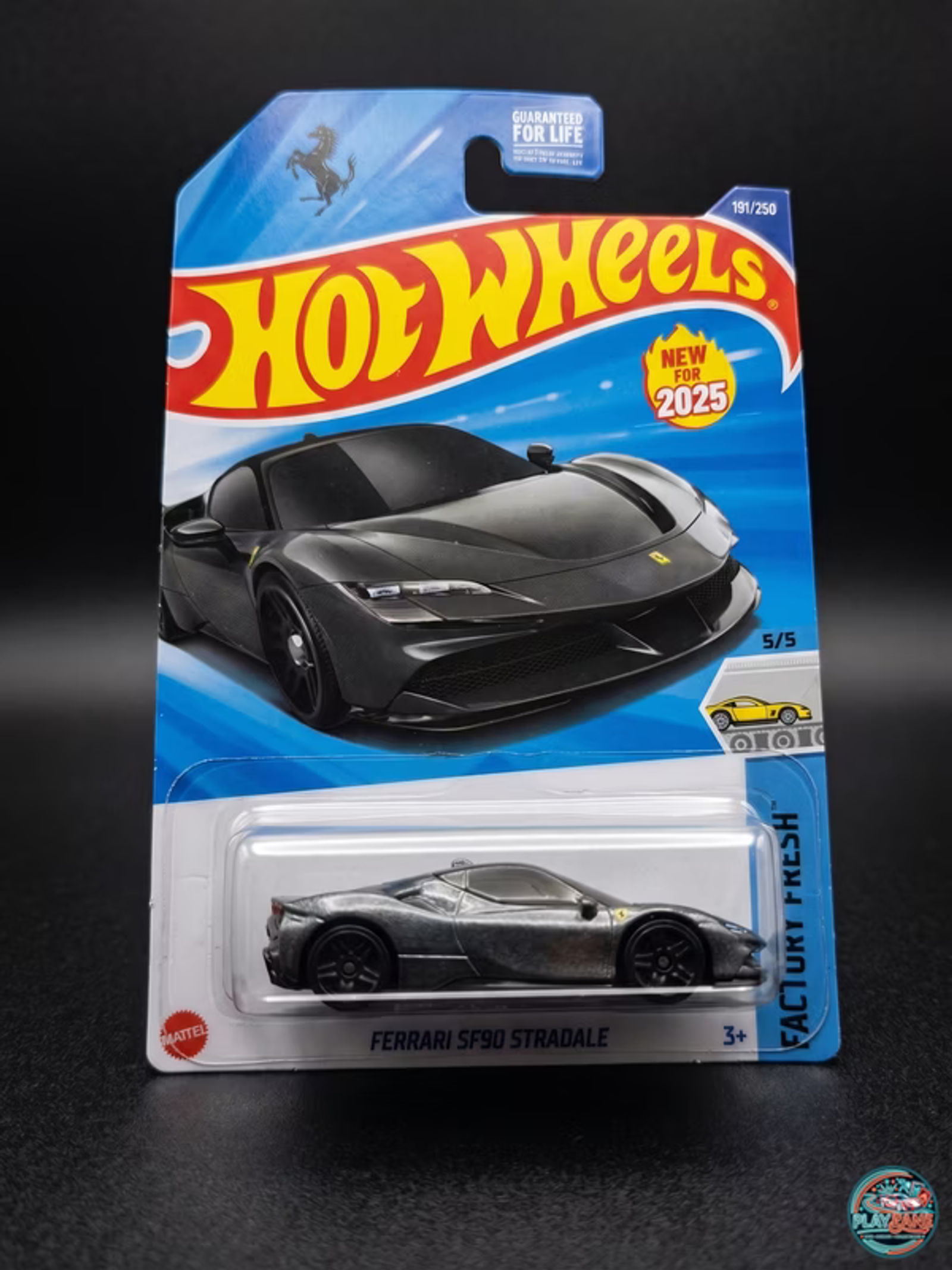 Hot Wheels Ferrari SF90 Stradale | Dark Gray | 2025 Factory Fresh 5/5 | 1:64 Scale Die-Cast Model Toy Car Supercar Replica - Main View 1