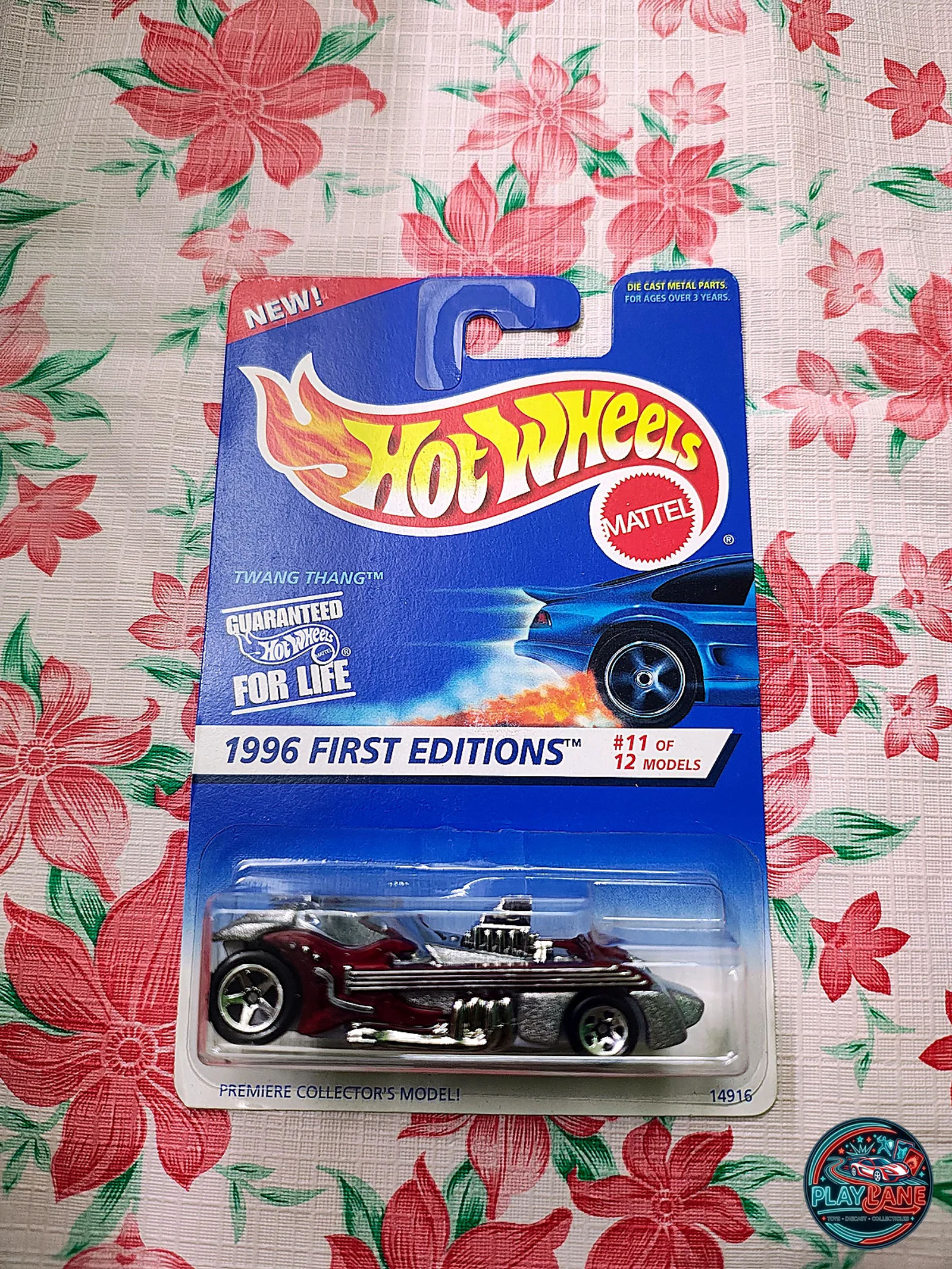Hot Wheels Twang Thang 1996 First Editions Metalflake Silver | Imported – 1:64 Scale Retro Rocker Mainline Diecast Model Car - Main View 1