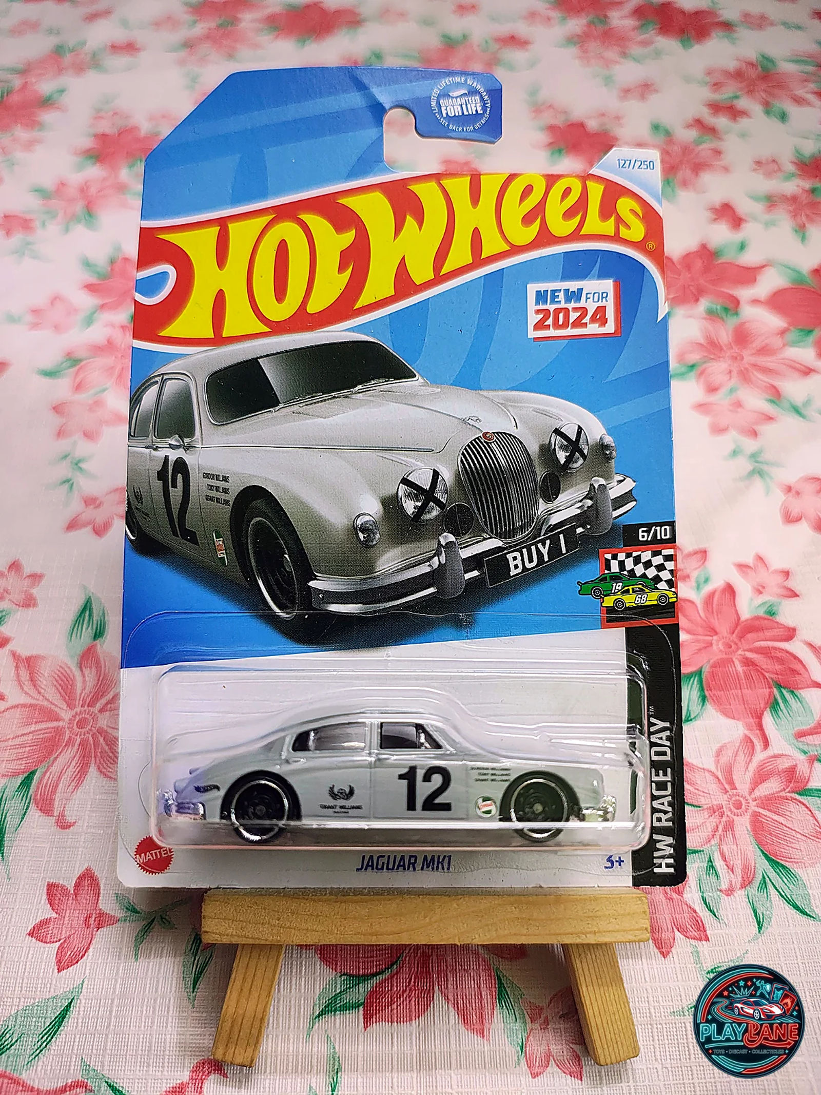 Hot Wheels Jaguar MK1 Classic Maroon | Imported – 1:64 Scale HW Race Day 2024 First Editions Vintage British Racing Saloon Model Car - Main View 1