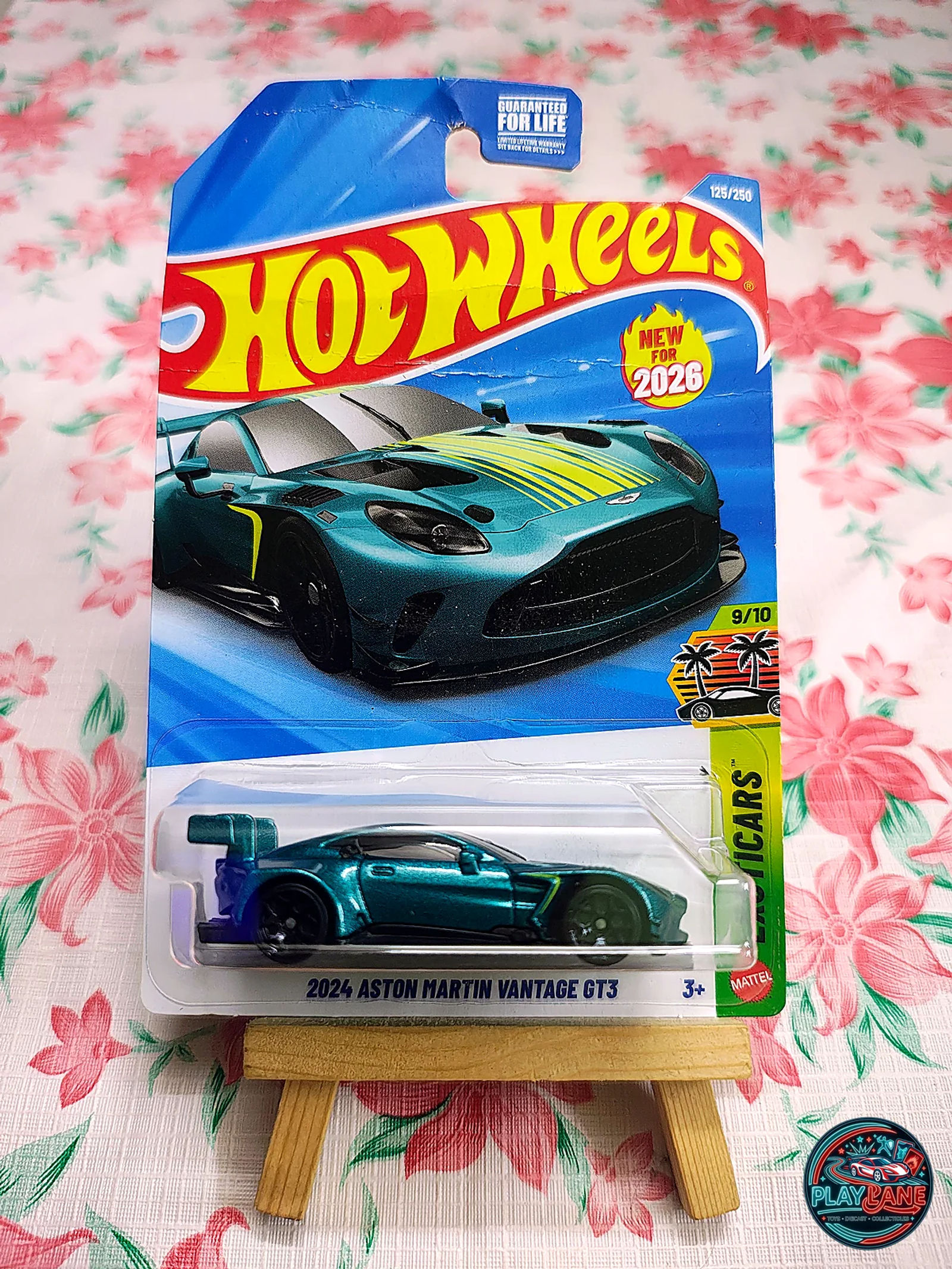 Hot Wheels 2024 Aston Martin Vantage GT3 Metalflake Racing Green | Imported – 1:64 Scale HW Exoticars 2026 First Editions Supercar Model Car - Main View 1