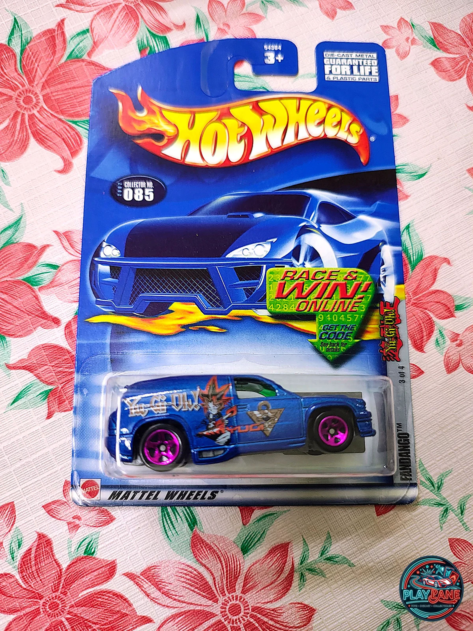 Hot Wheels Fandango Yu-Gi-Oh! Character Series Blue | Imported – 1:64 Scale 2003 Anime Special Edition 3/4 Mainline Concept Car Model - Main View 1