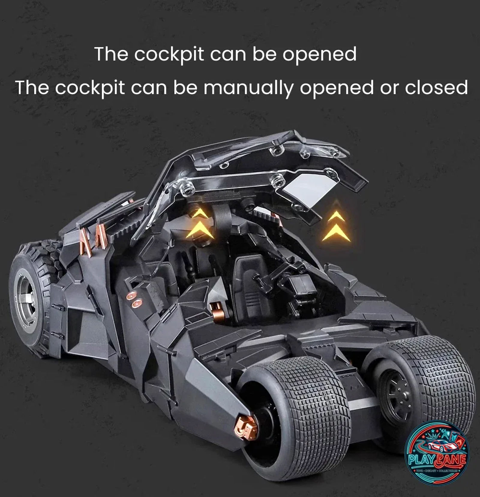 Batman The Dark Knight Tumbler Batmobile | Premium Alloy Diecast Model Car with Real Smoke Spray Exhaust, LED Lights & Engine Sounds - Main View 6