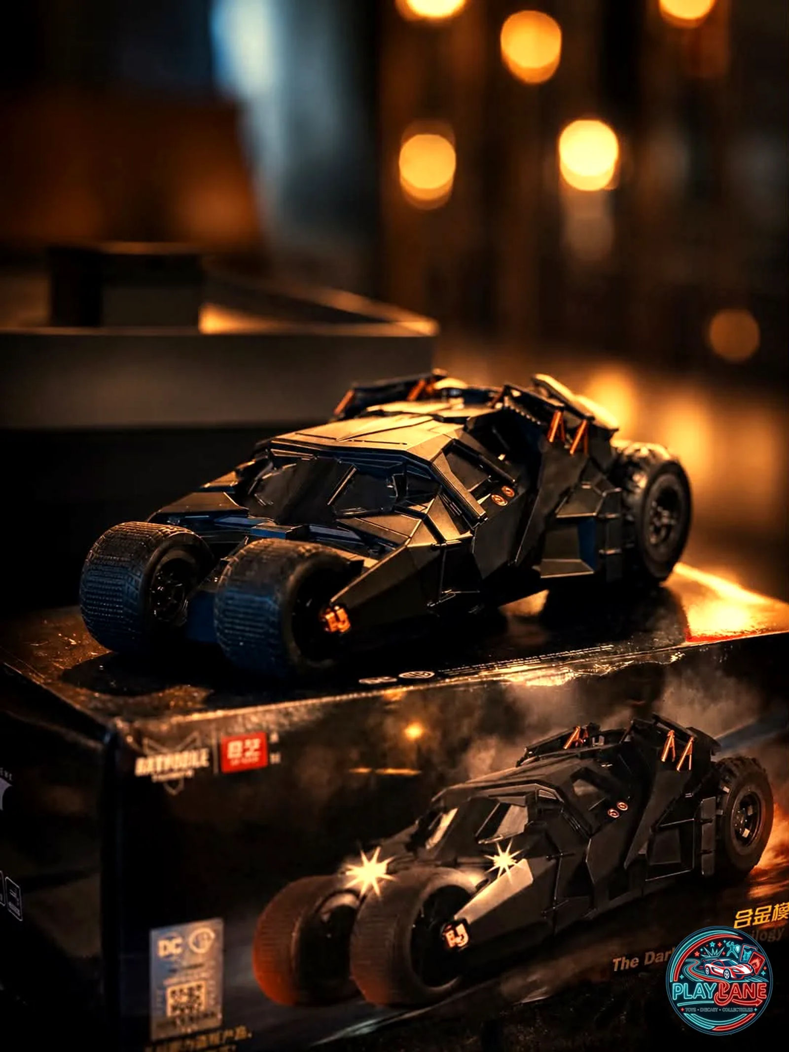 Batman The Dark Knight Tumbler Batmobile | Premium Alloy Diecast Model Car with Real Smoke Spray Exhaust, LED Lights & Engine Sounds - Main View 1