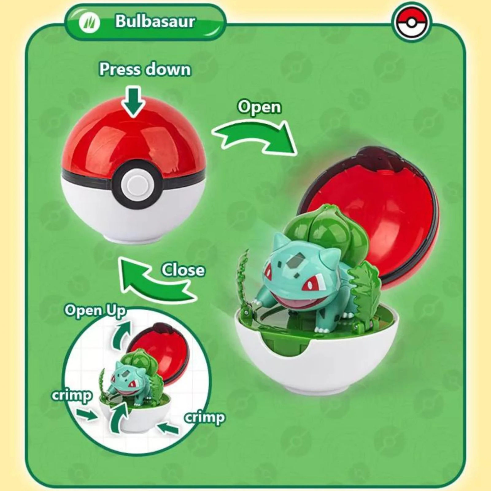 Pokémon Bulbasaur Pop-Up Pokéball Action Toy | Interactive Pop-Out Mini Figure Set - Main View 1