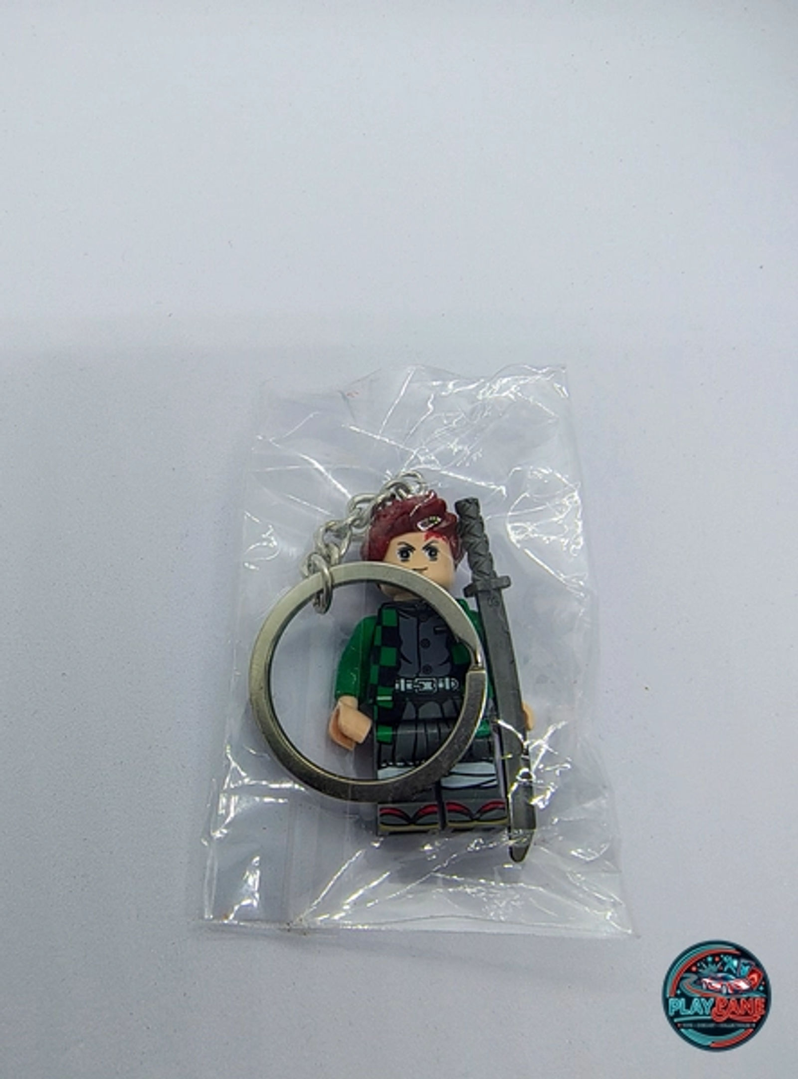 Custom Tanjiro Kamado Minifigure Keyring | Premium Brick-Compatible Demon Slayer Pocket Figure Keychain - Main View 1