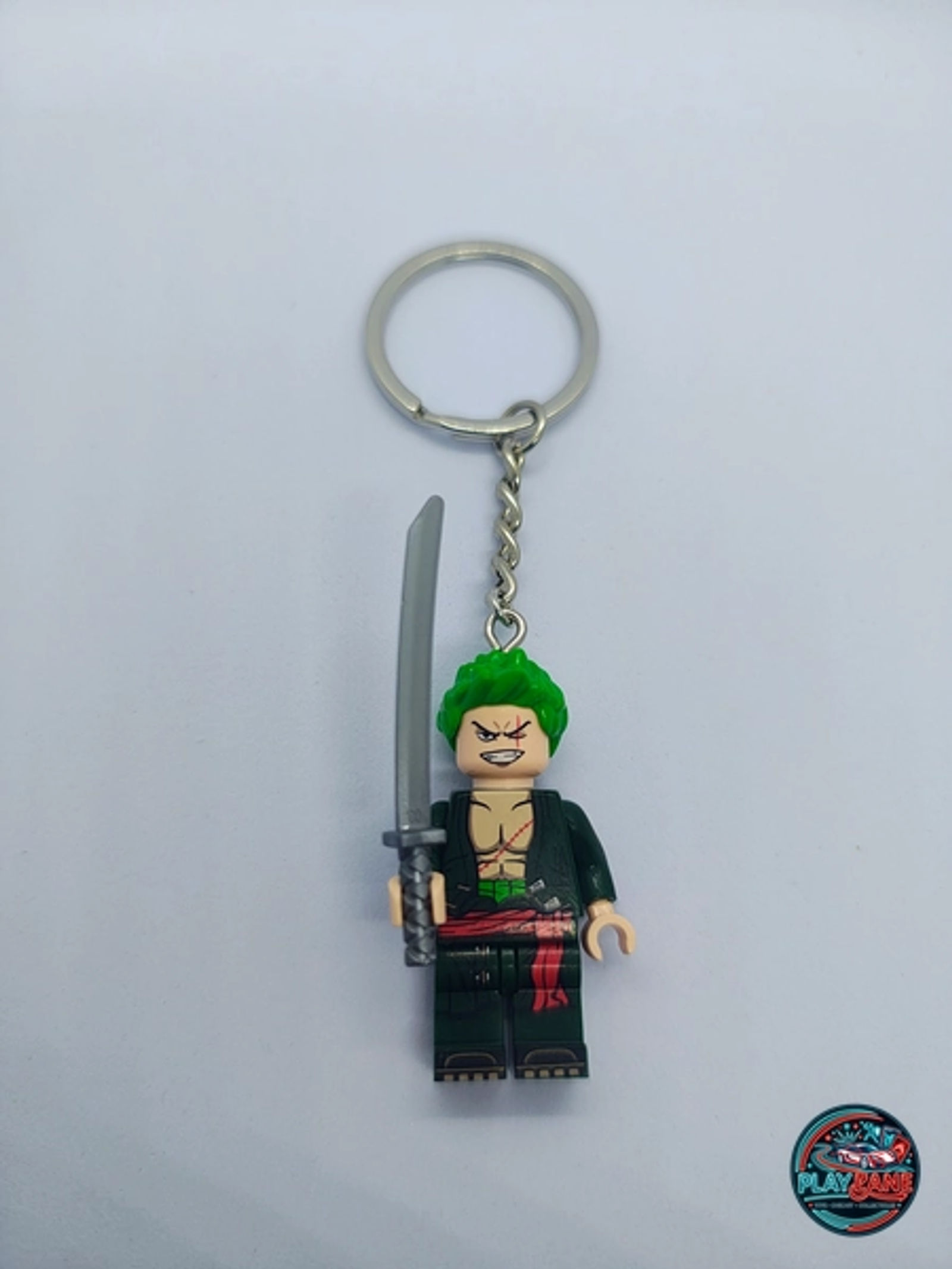 Custom Roronoa Zoro Minifigure Keyring | Premium Brick-Compatible Pirate Hunter Pocket Figure Keychain - Main View 1