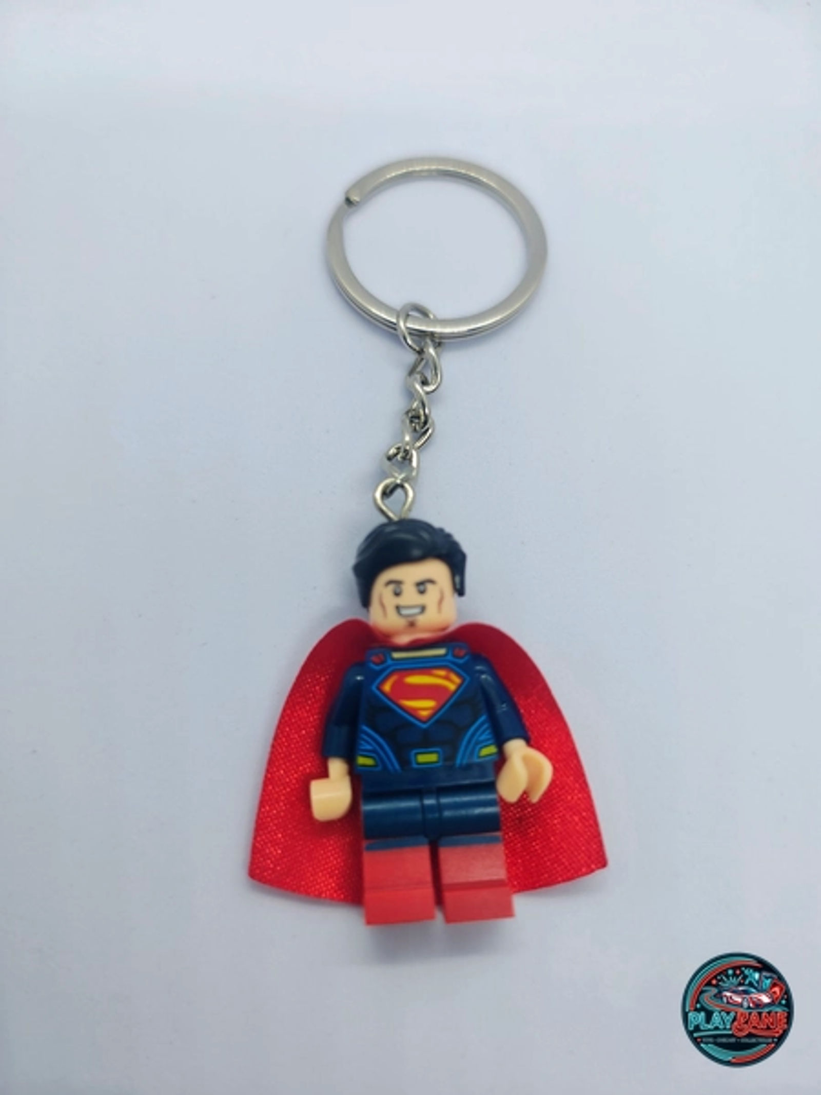 Custom Man of Steel Superman Minifigure Keyring | Premium Brick-Compatible Modern Cinematic Pocket Figure Keychain - Main View 1