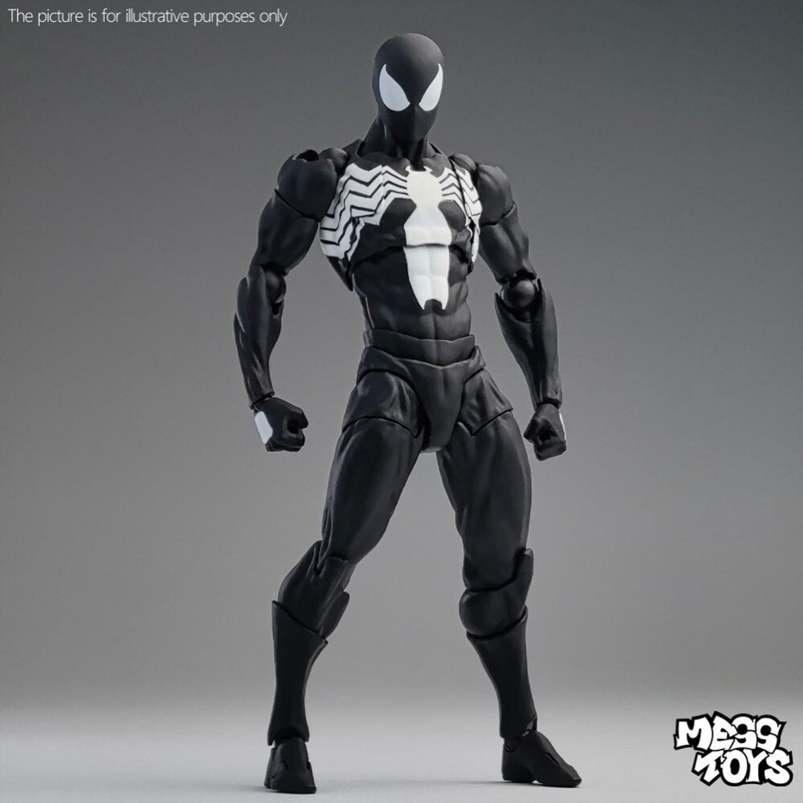MESS Toys Symbiote Spider-Man (Black Suit Neighbor) 1/12 Scale Action Figure (16cm) - Main View 2
