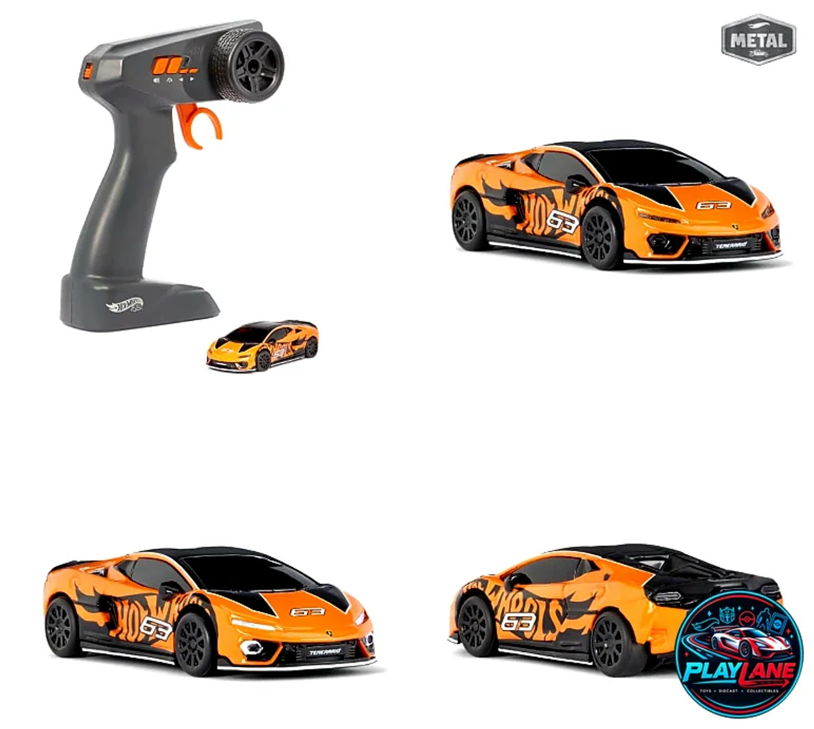 Hot Wheels RC x Mattel Creations: Lamborghini Temerario Alleggerita 1:64 Scale Remote-Controlled Die-Cast Supercar with Working Headlights & Turbo Boost Controller - Main View 4