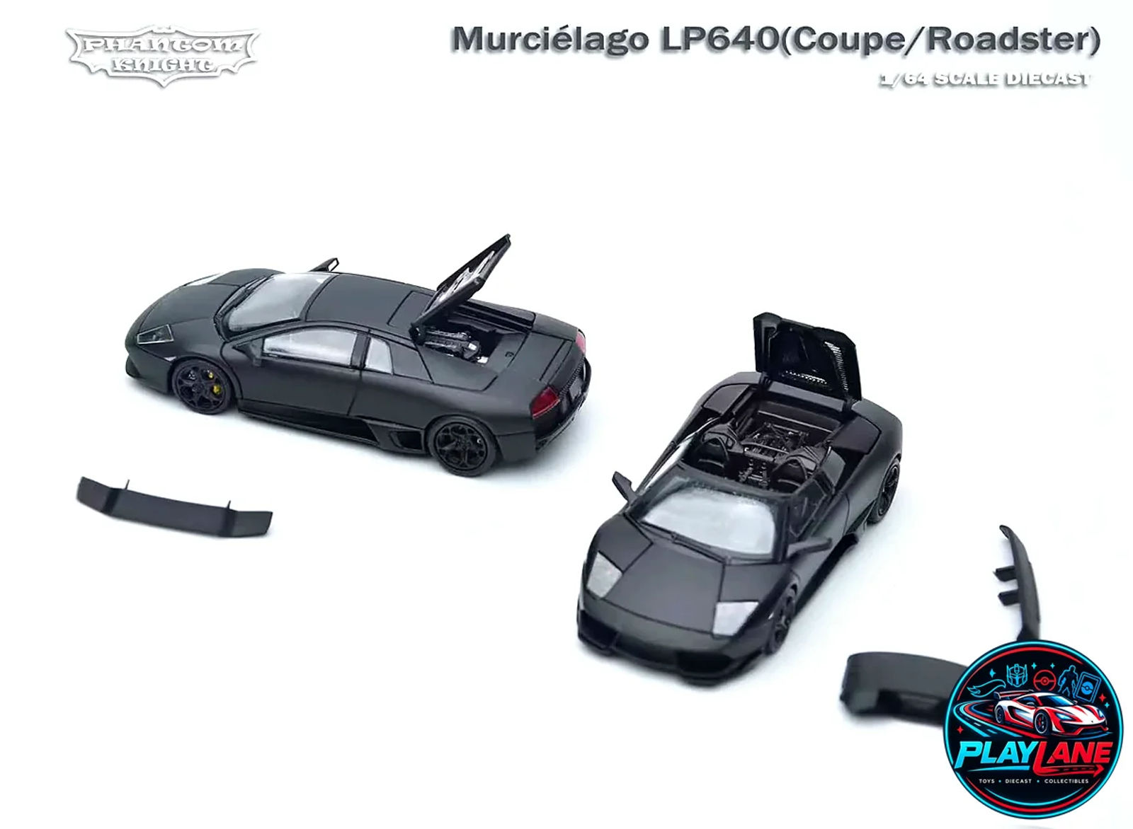 Phantom Knight 1:64 Lamborghini Murciélago LP640 Coupe Limited Edition Die-Cast Collector Model Car with Acrylic Display Case & Base - Main View 3