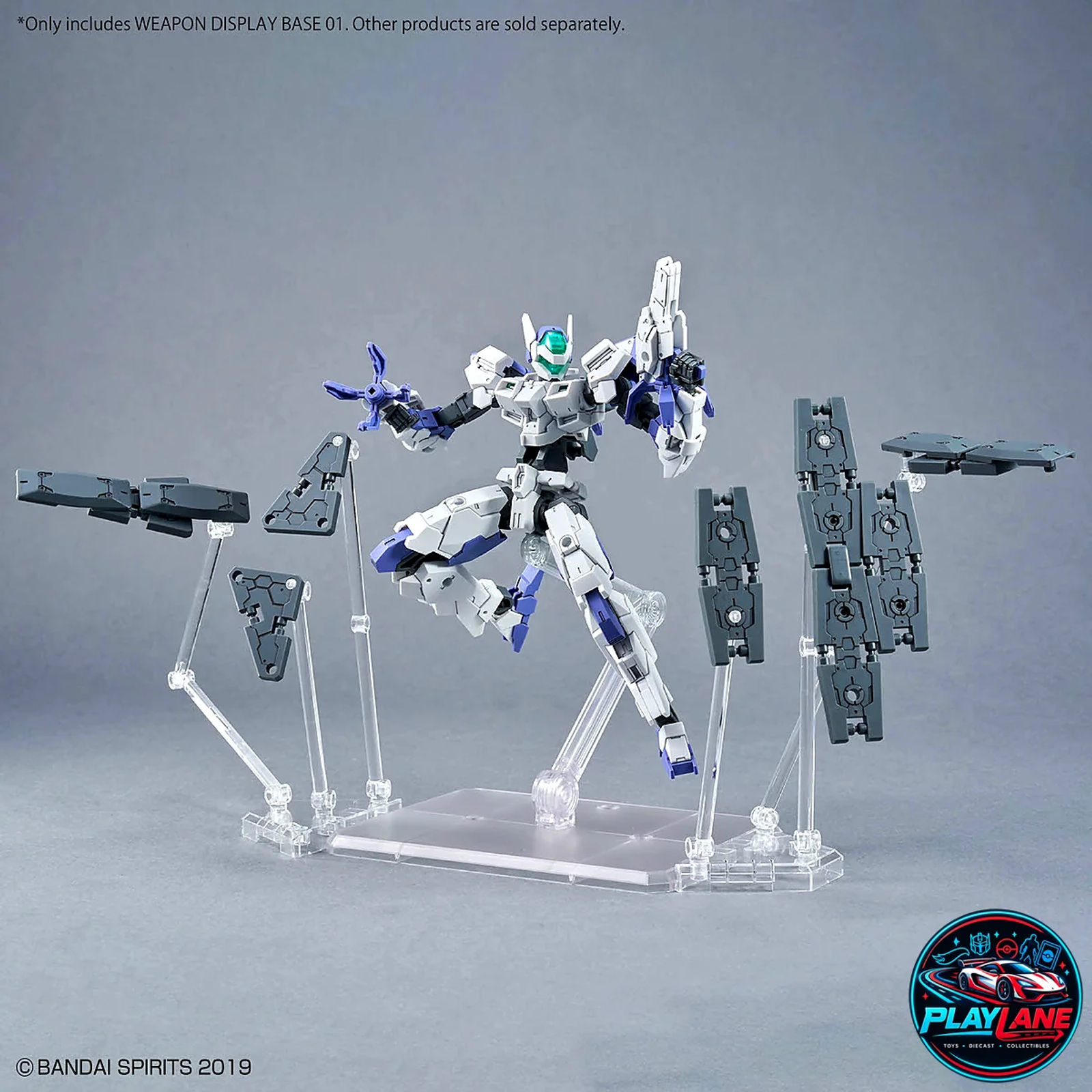 Bandai Spirits: Weapon Display Base 01 Clear Support Stand System (Compatible with 1/144 Gunpla, HG, RG, 30MM, 30MS, & Action Base) - Main View 2