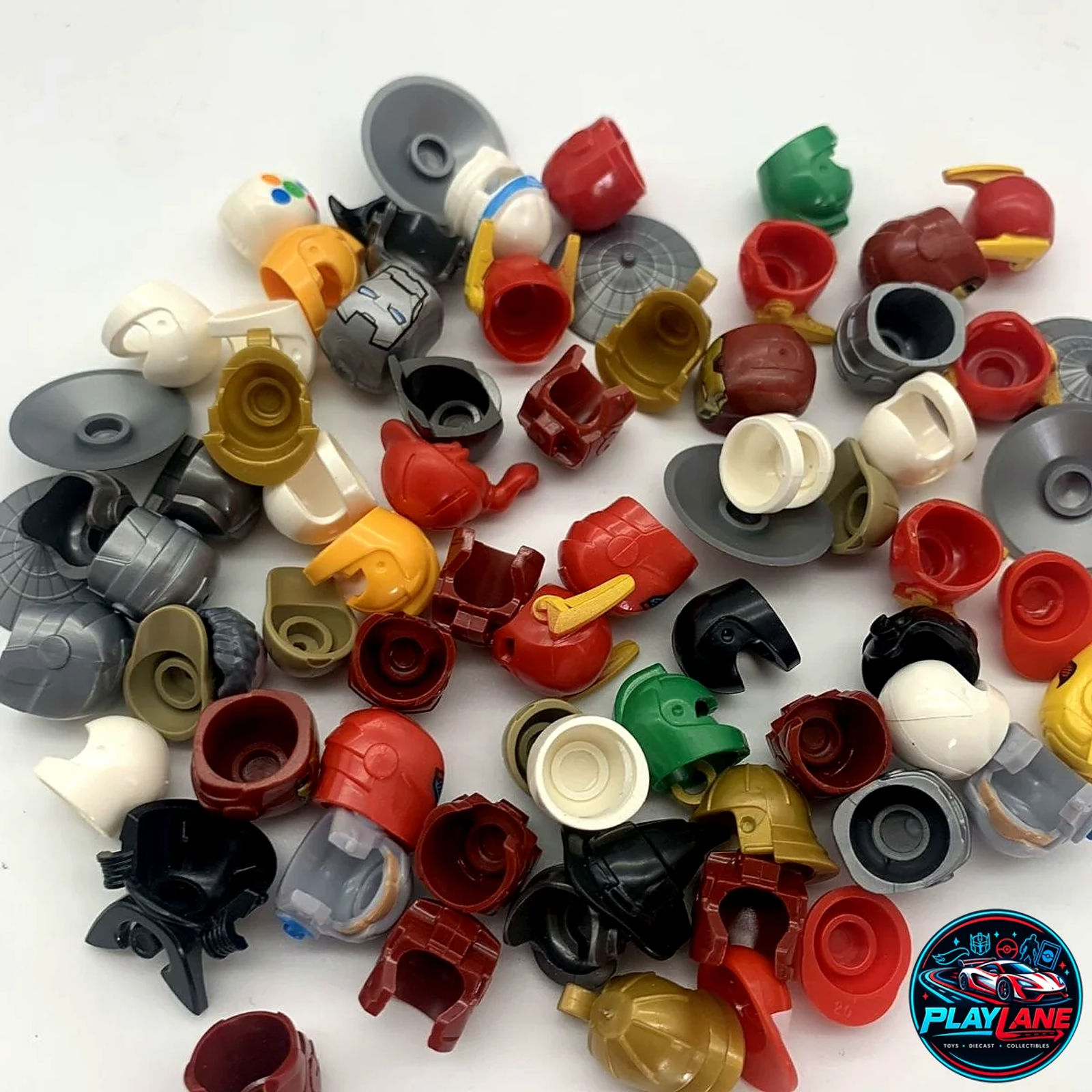 32-Piece Custom Minifigure Headwear Variety Pack (No Duplicates) LEGO-Compatible Assorted Hairpieces, Helmets, Hats & Caps Accessory Set for City, Medieval & Military MOCs - Main View 2