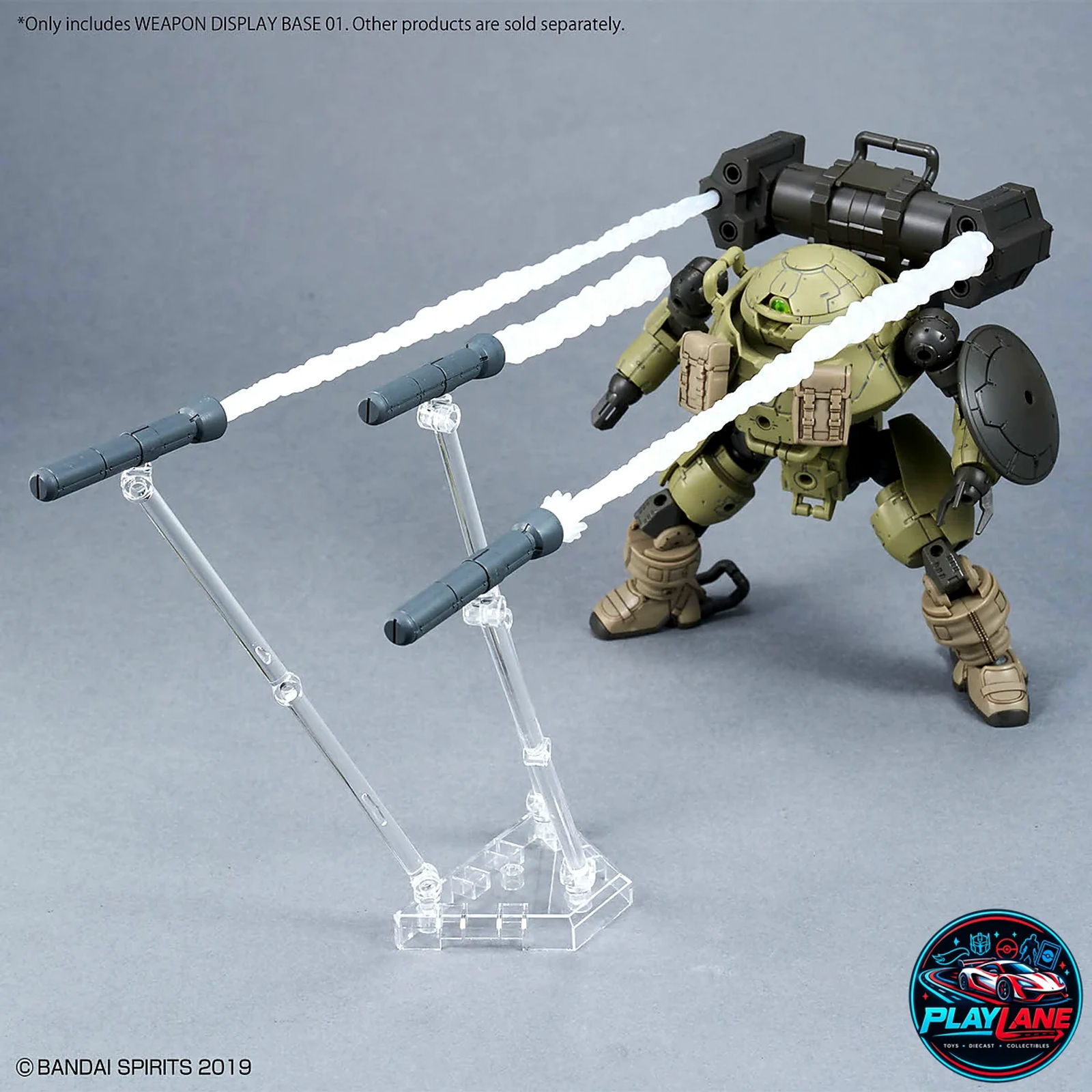 Bandai Spirits: Weapon Display Base 01 Clear Support Stand System (Compatible with 1/144 Gunpla, HG, RG, 30MM, 30MS, & Action Base) - Main View 6
