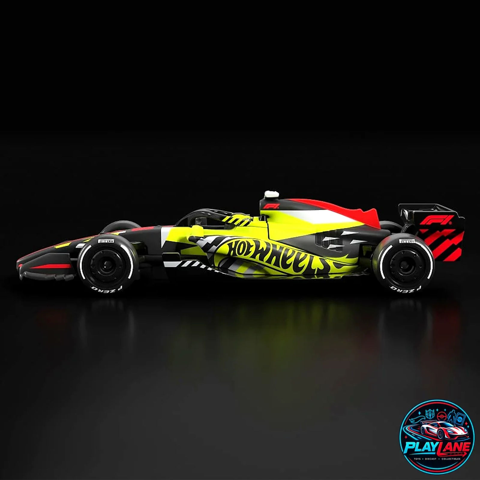 Hot Wheels Premium Collector: Formula 1 (F1) 2026 Concept Car 1:64 Scale Metal/Metal Die-Cast Model with 3 Sets of Interchangeable Pirelli Real Riders Tyres & Tyre Rack - Main View 4